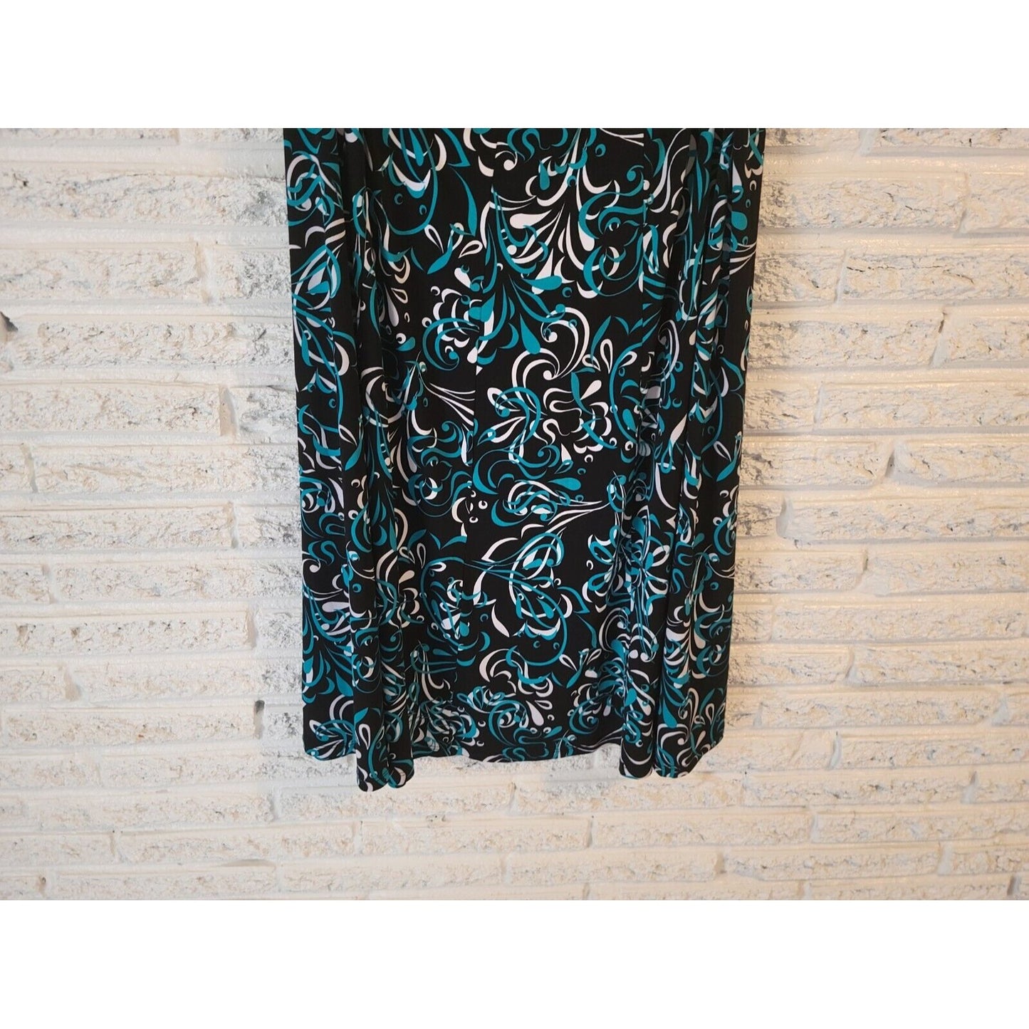 JM Collection Womens Skirt 3X Plus ALine Abstract Blue Geometric Poly Blend