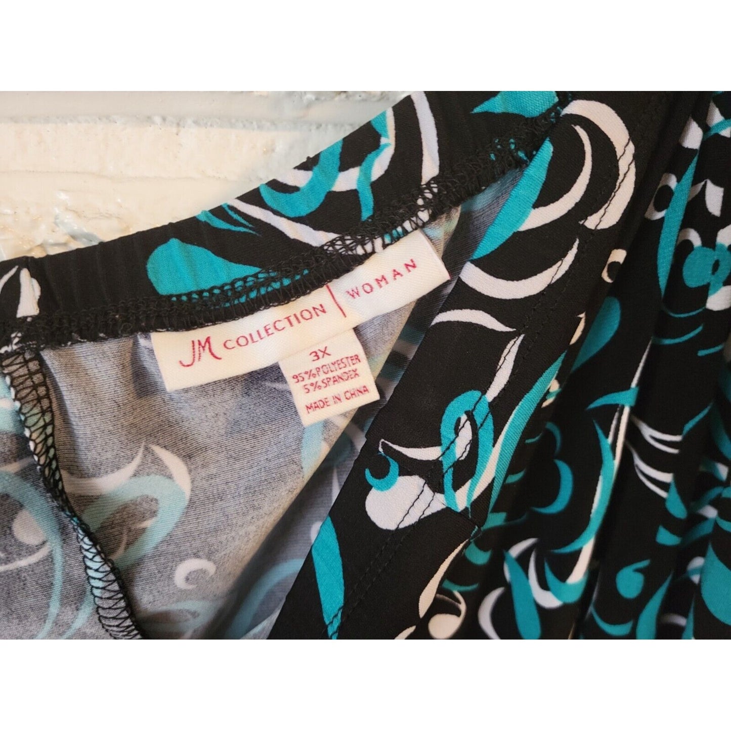 JM Collection Womens Skirt 3X Plus ALine Abstract Blue Geometric Poly Blend