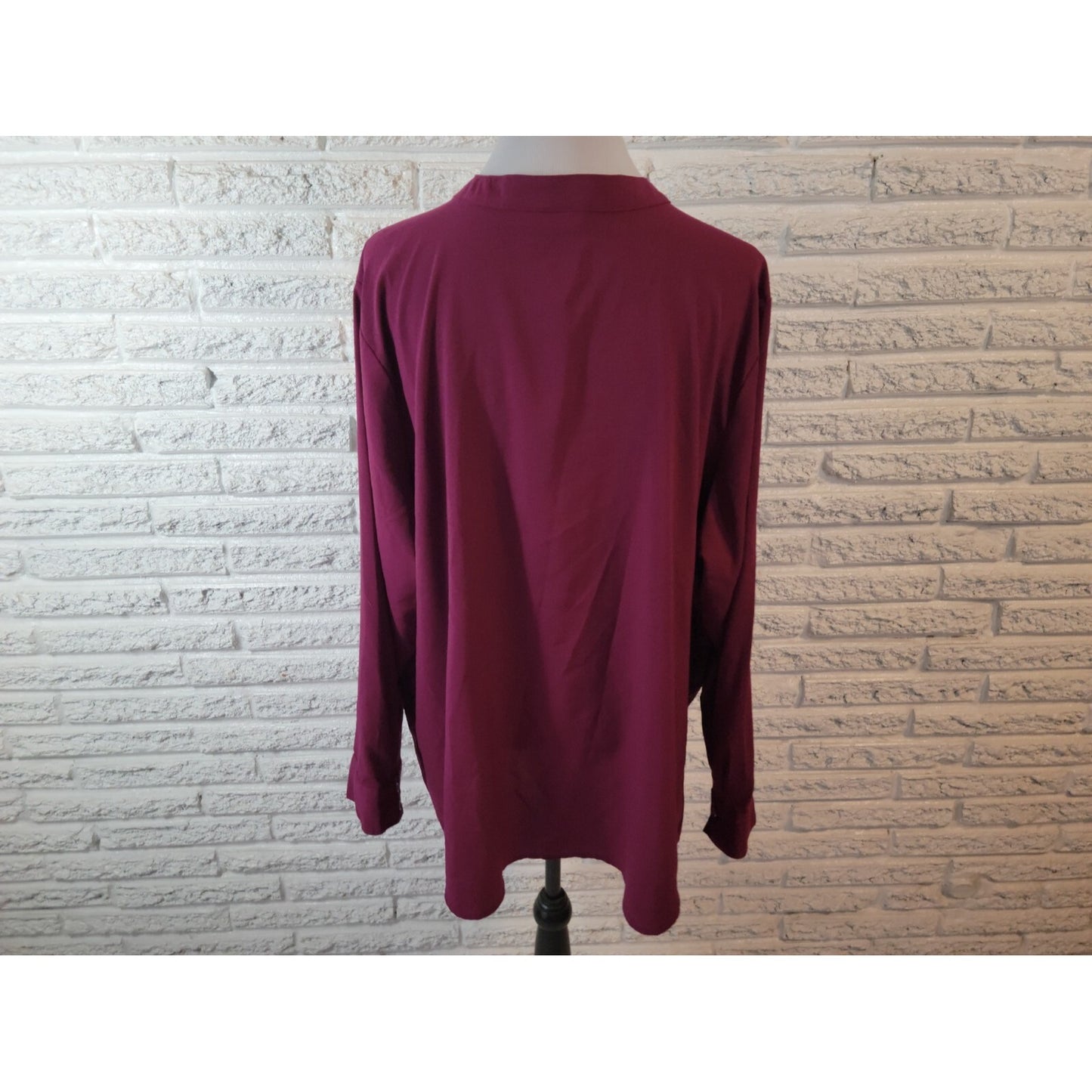 ANA Women Top 4X Plus Tunic Long Sleeve Purple Button Up Lace Panels Career