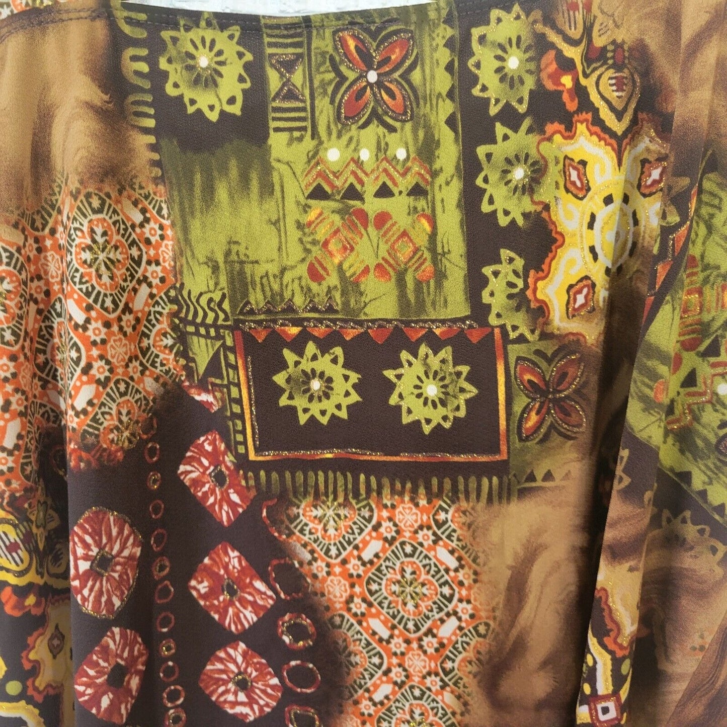 Fashion Bug Womens Top 18 20 Swing Wide Strap Brown Geometric Poly Blend Lined