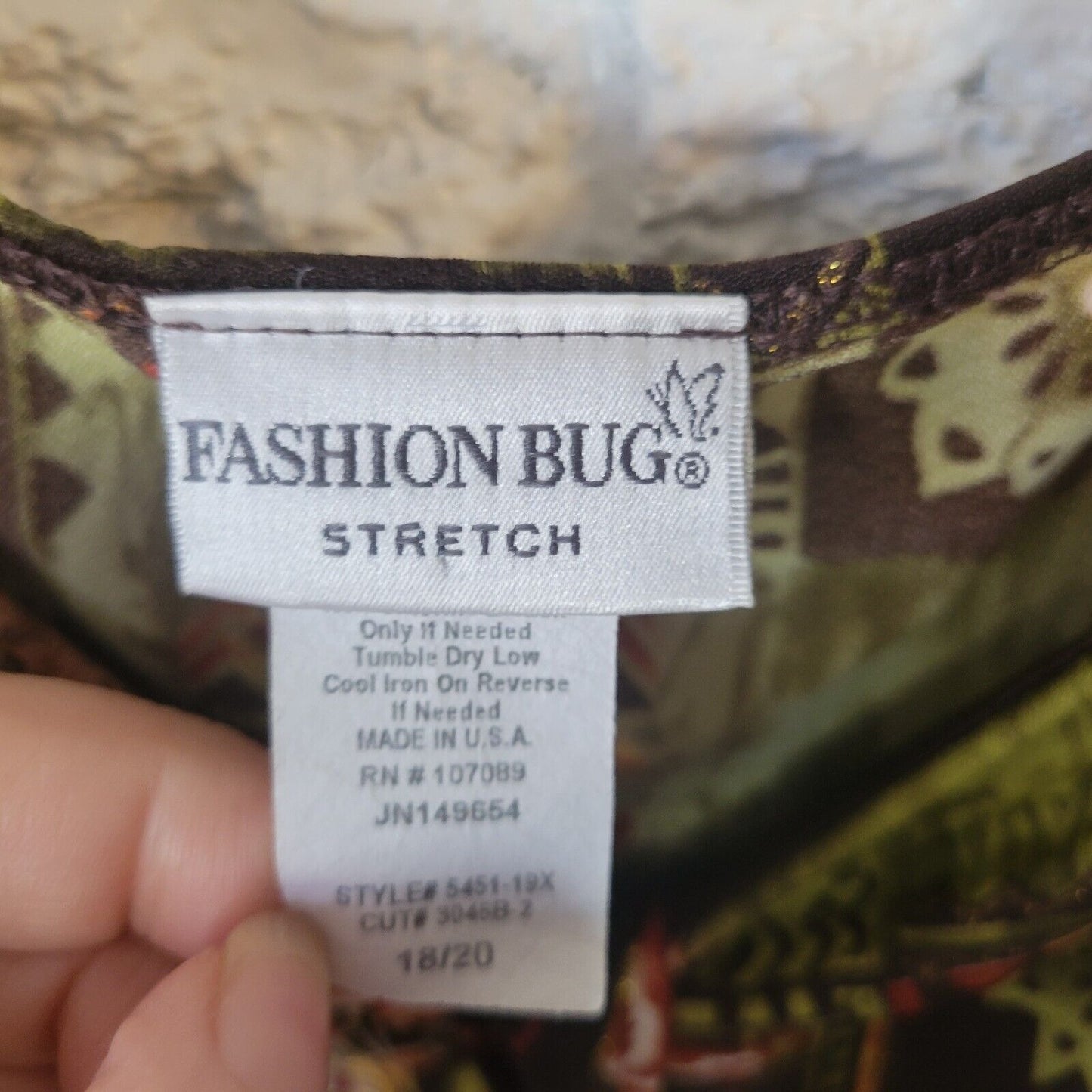 Fashion Bug Womens Top 18 20 Swing Wide Strap Brown Geometric Poly Blend Lined