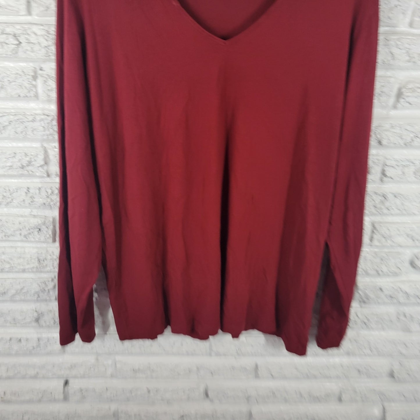 Anne Klein Womens Top 3X Plus Long Sleeve Rust Red Cotton Blend Casual Comfy