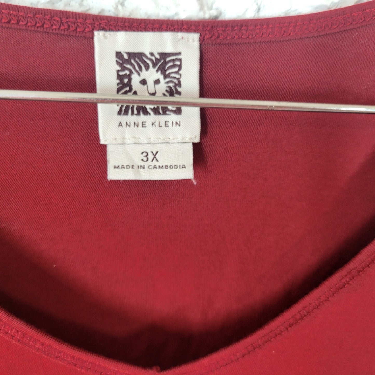 Anne Klein Womens Top 3X Plus Long Sleeve Rust Red Cotton Blend Casual Comfy