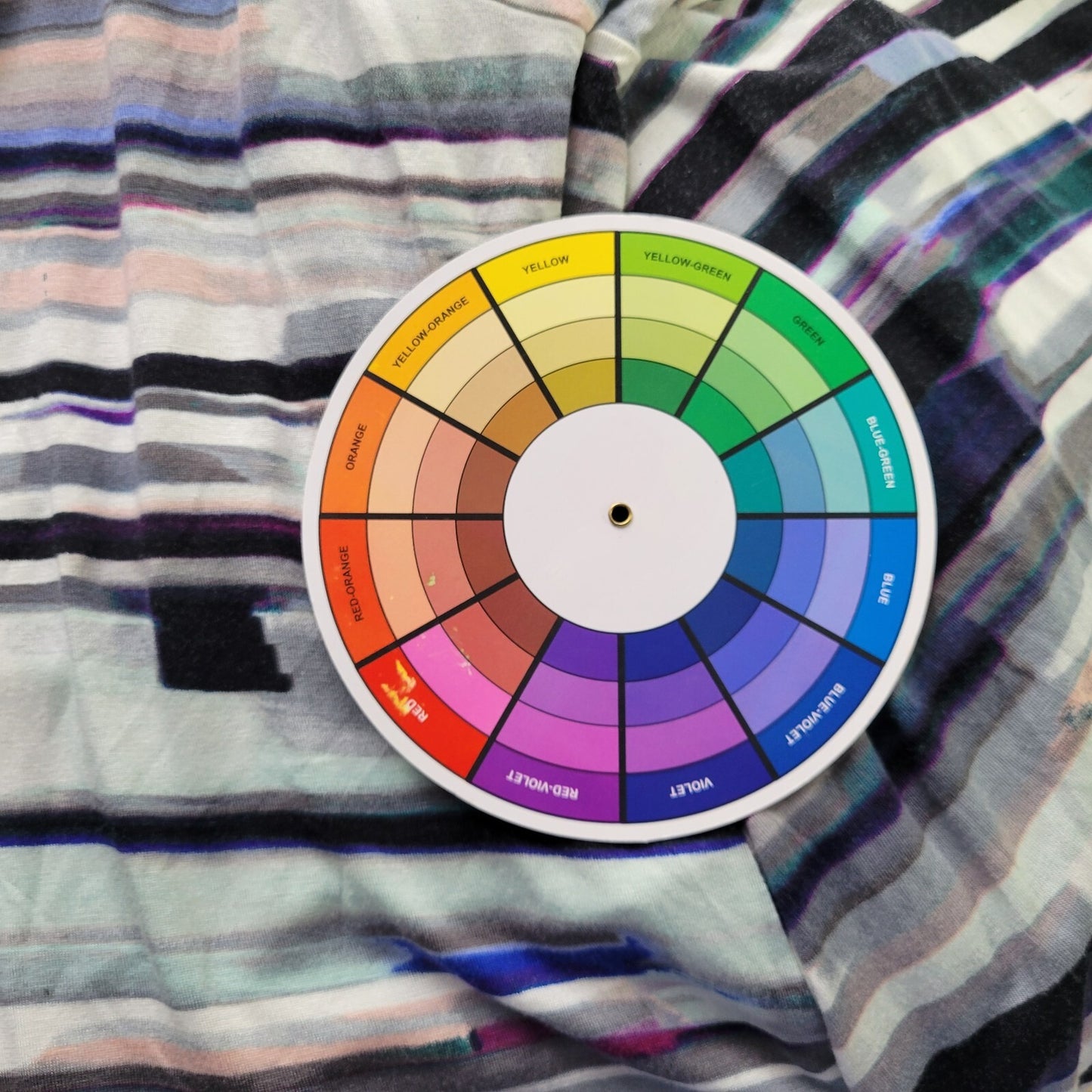 Calvin Klein Womens Top XL 3/4 Sleeve Black Purple Watercolor Draped Neck Office