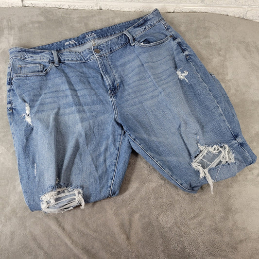 Ana Womens Jeans 24W Plus Boyfriend Straight Leg Distressed Blue Denim Zip Fly