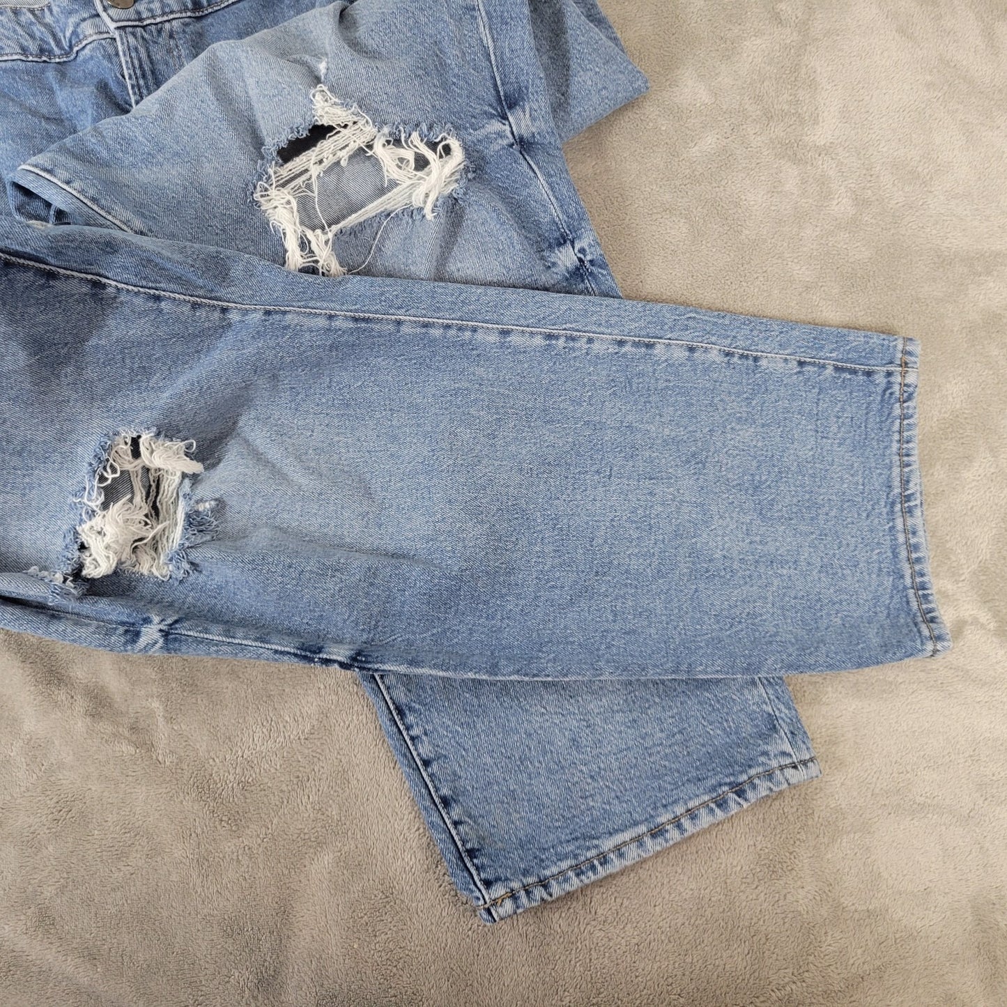 Ana Womens Jeans 24W Plus Boyfriend Straight Leg Distressed Blue Denim Zip Fly