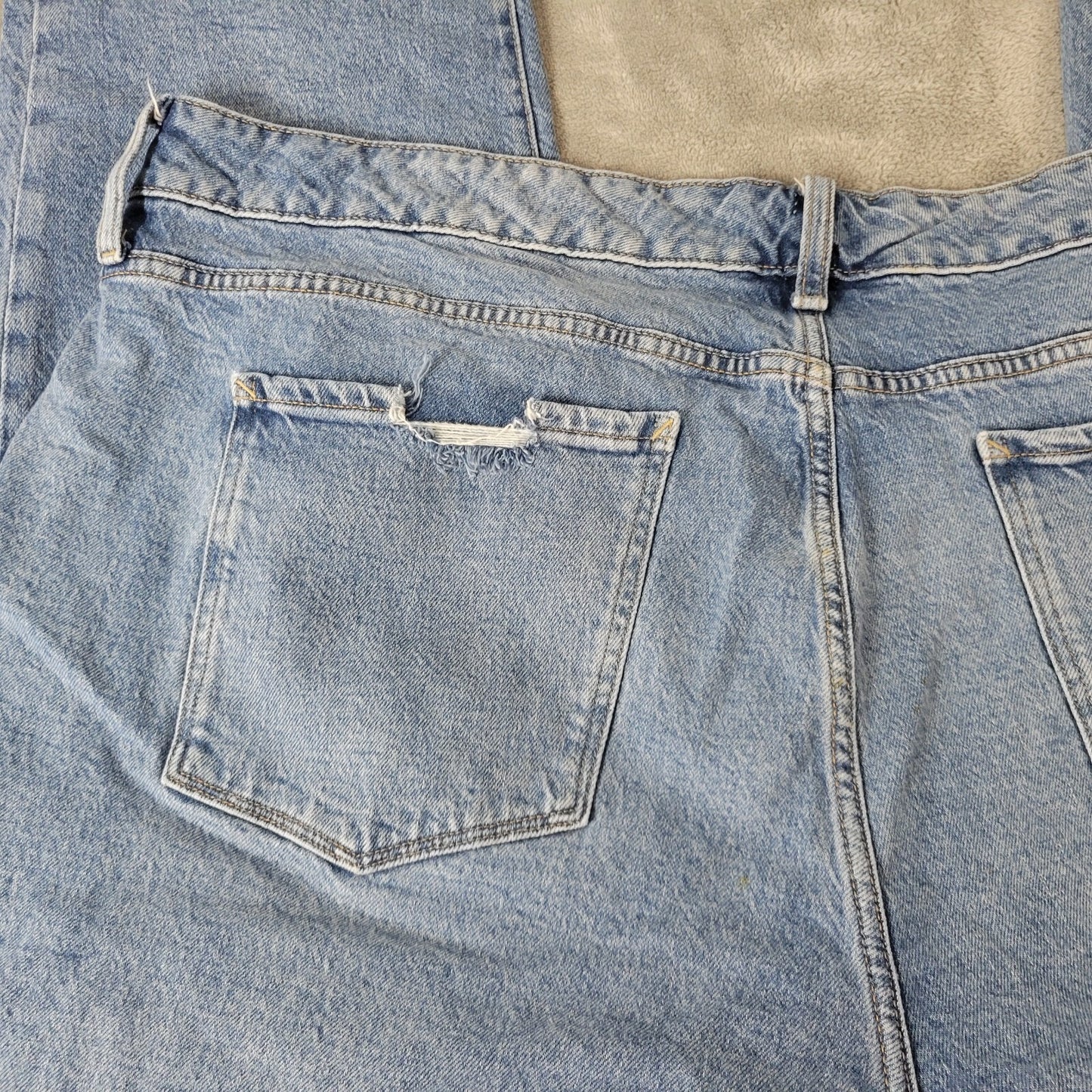 Ana Womens Jeans 24W Plus Boyfriend Straight Leg Distressed Blue Denim Zip Fly