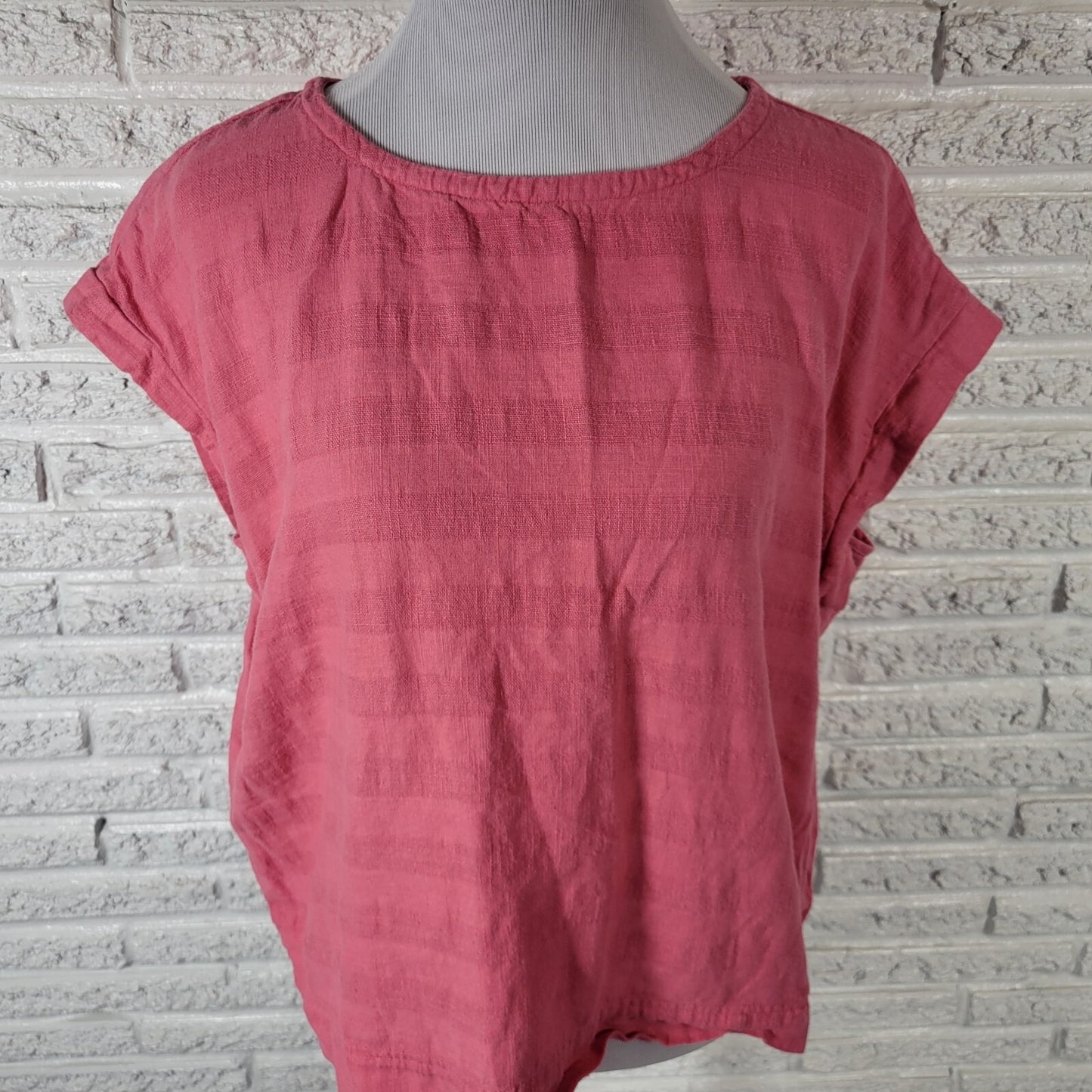 Liz Claiborne Womens Top XXL Plus Sleeveless Pink Linen Rayon Casual Lightweight
