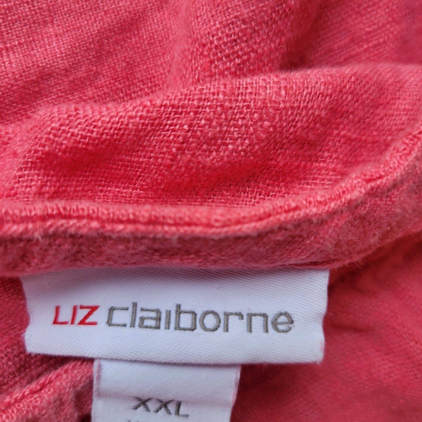 Liz Claiborne Womens Top XXL Plus Sleeveless Pink Linen Rayon Casual Lightweight