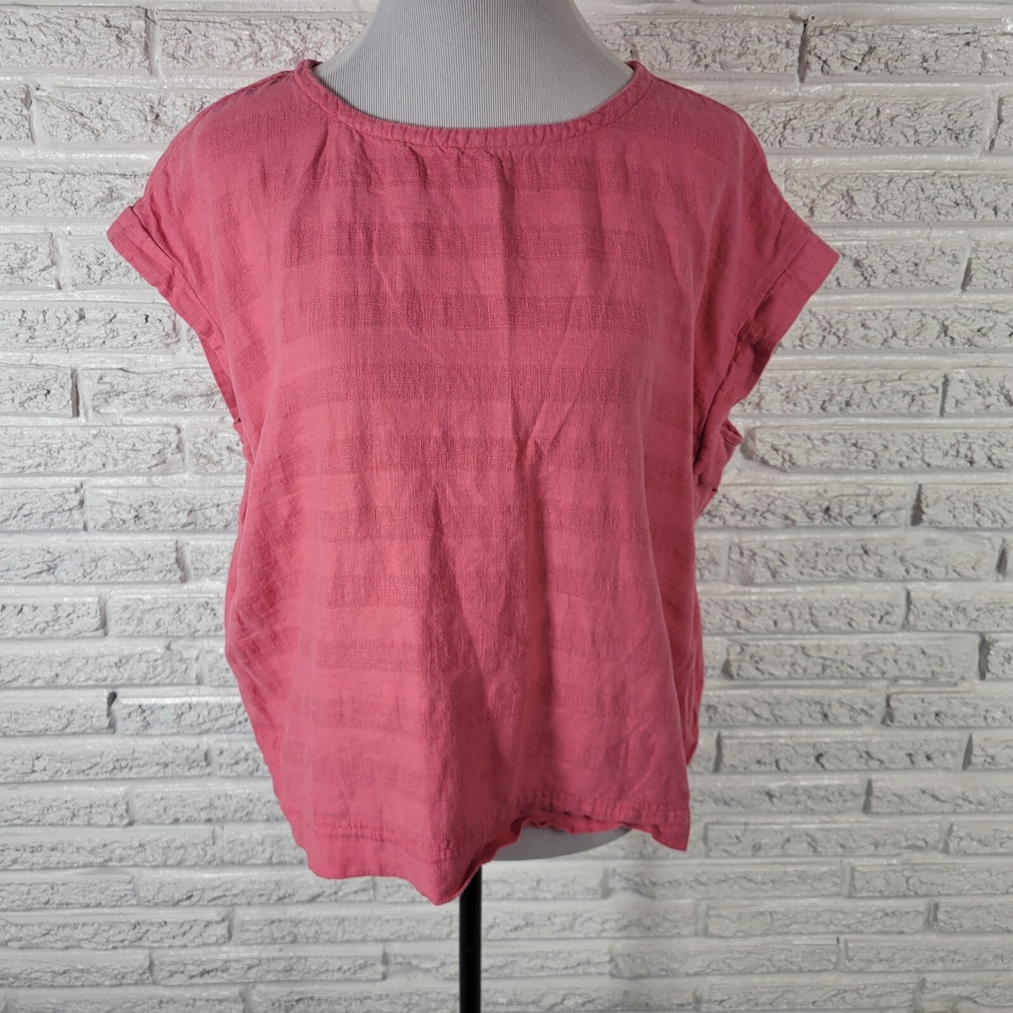 Liz Claiborne Womens Top XXL Plus Sleeveless Pink Linen Rayon Casual Lightweight
