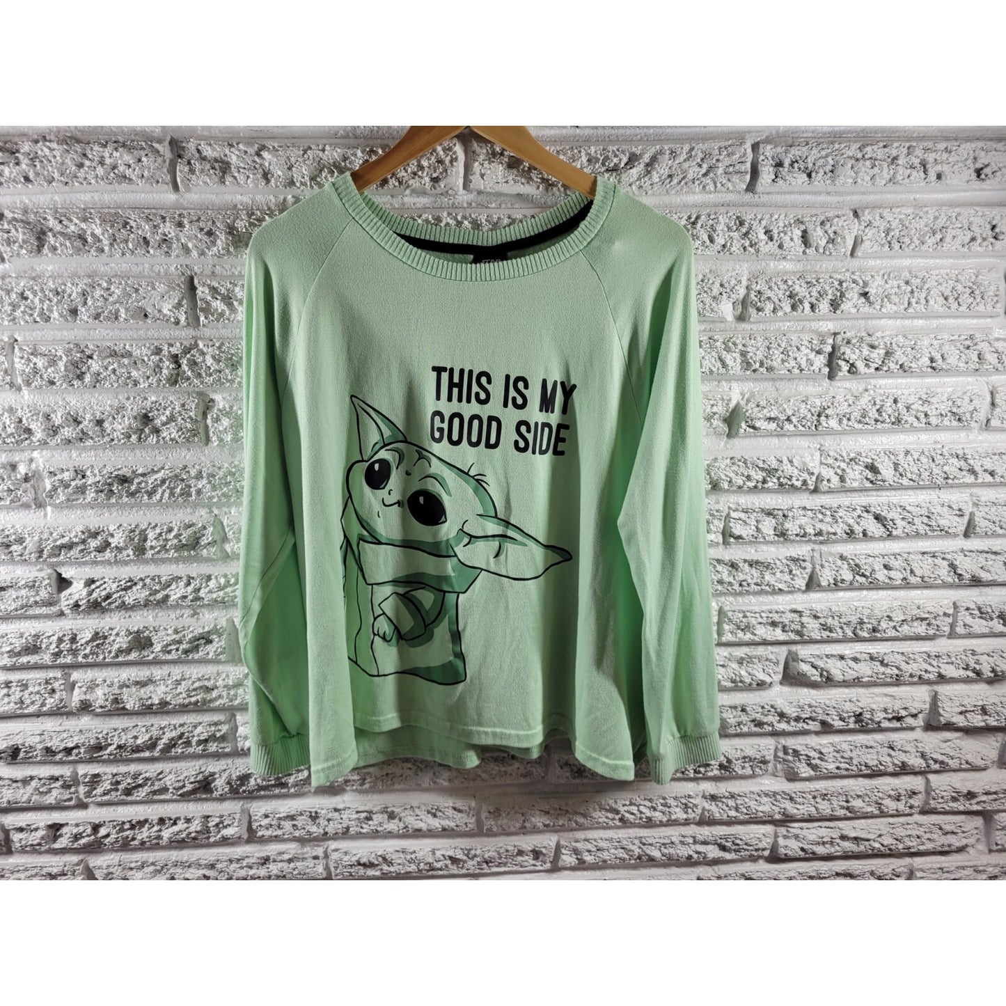 Star Wars Women Pajamas 2X Top Grogu Mandalorian Soft Green This is My Good Side