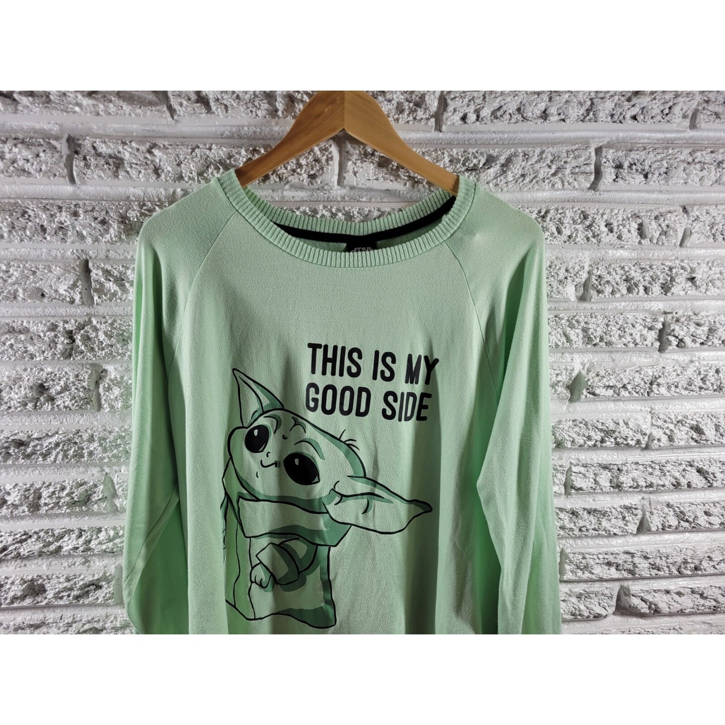 Star Wars Women Pajamas 2X Top Grogu Mandalorian Soft Green This is My Good Side