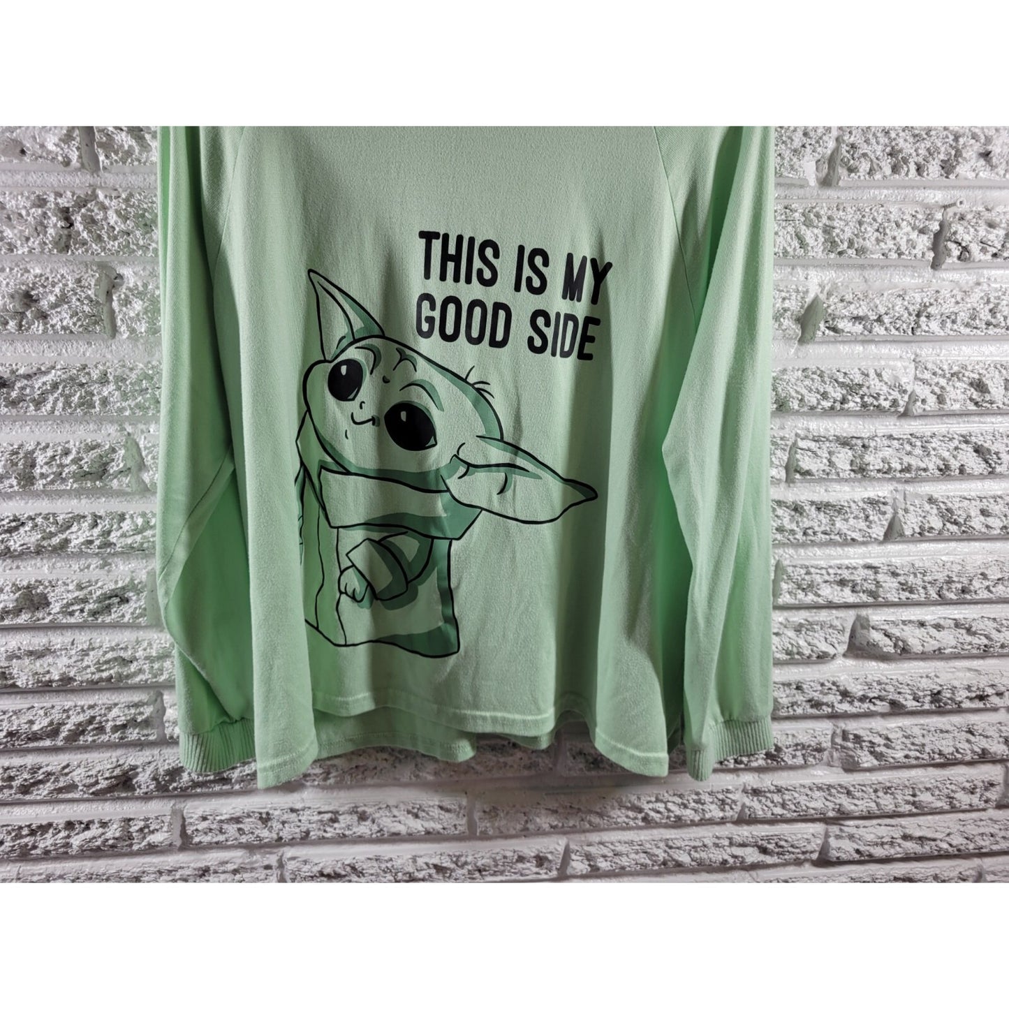 Star Wars Women Pajamas 2X Top Grogu Mandalorian Soft Green This is My Good Side