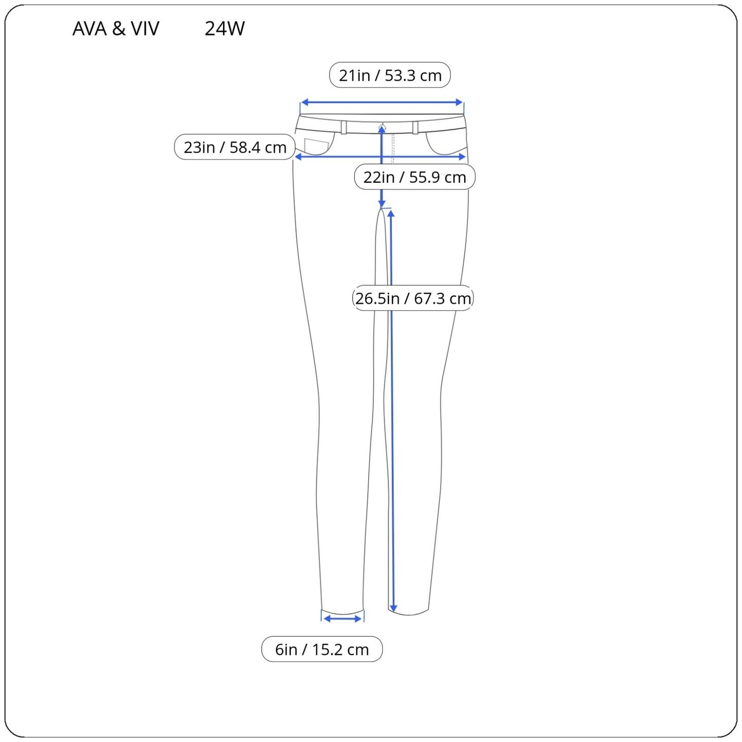 Ava Viv Womens Jeans 24W Plus Crop Light Blue Denim Comfort Waist Zip Fly