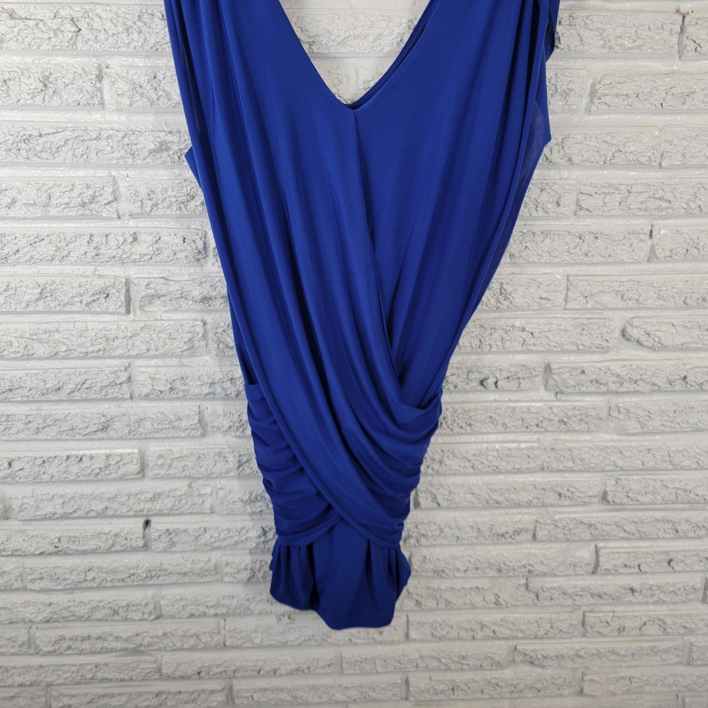 Fashion to Figure Women Dress 3X Plus Bodycon Party Ruched Mini Blue Window Back