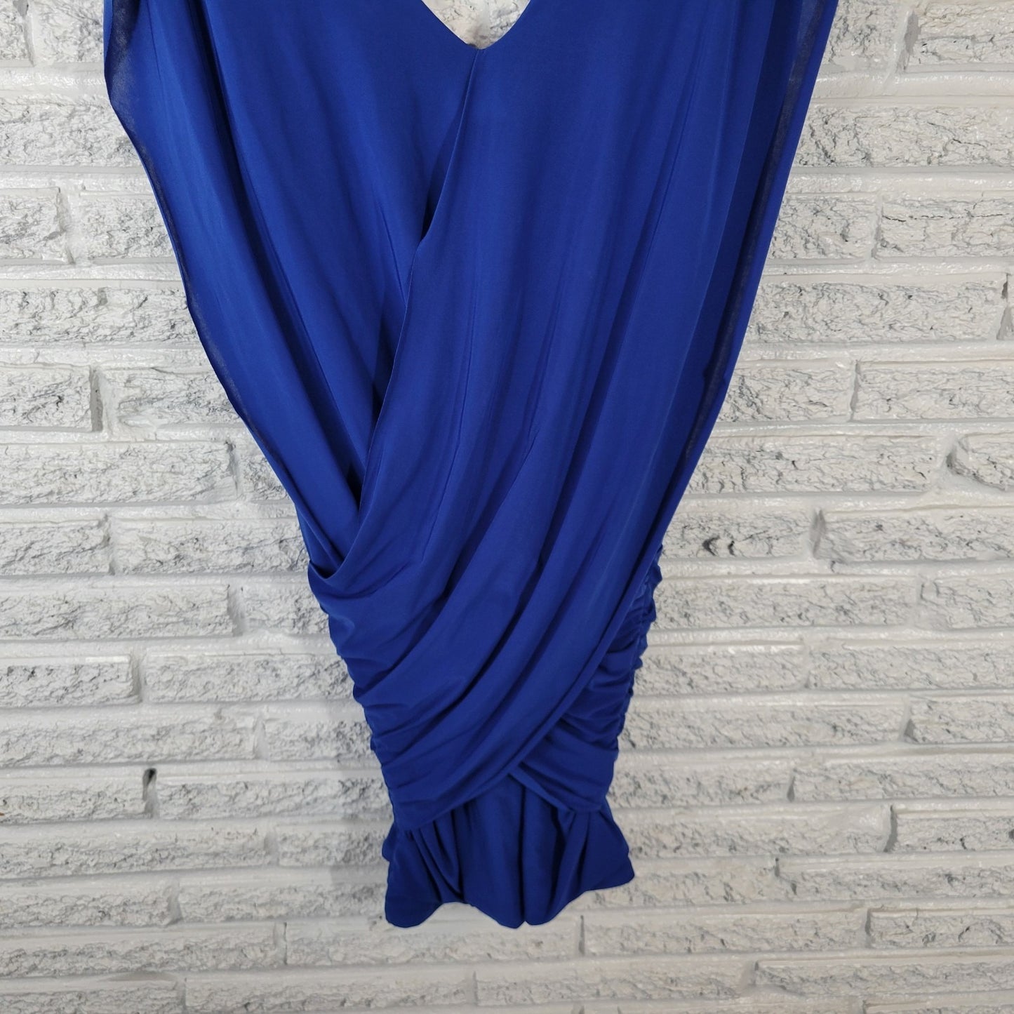 Fashion to Figure Women Dress 3X Plus Bodycon Party Ruched Mini Blue Window Back