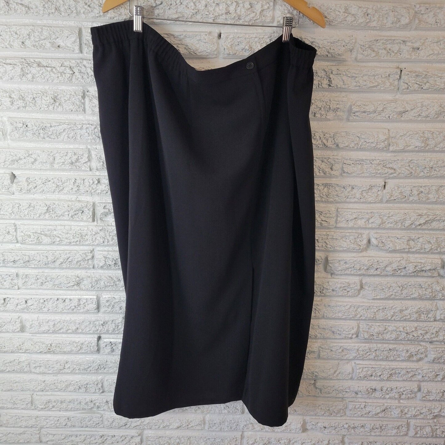 Justin Taylor Womens Skirt 28W Plus Pencil Black Polyester Lined Office Zip