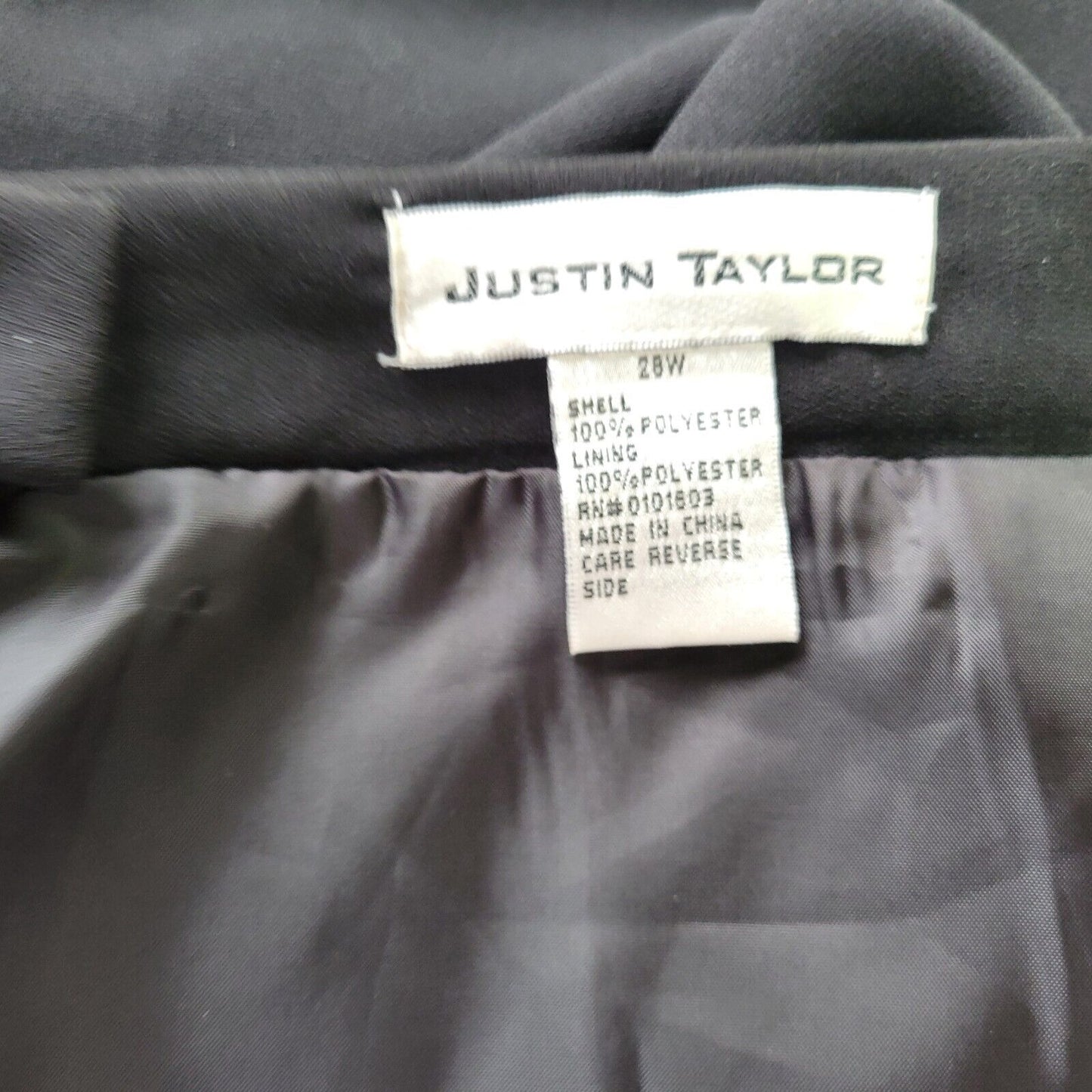 Justin Taylor Womens Skirt 28W Plus Pencil Black Polyester Lined Office Zip