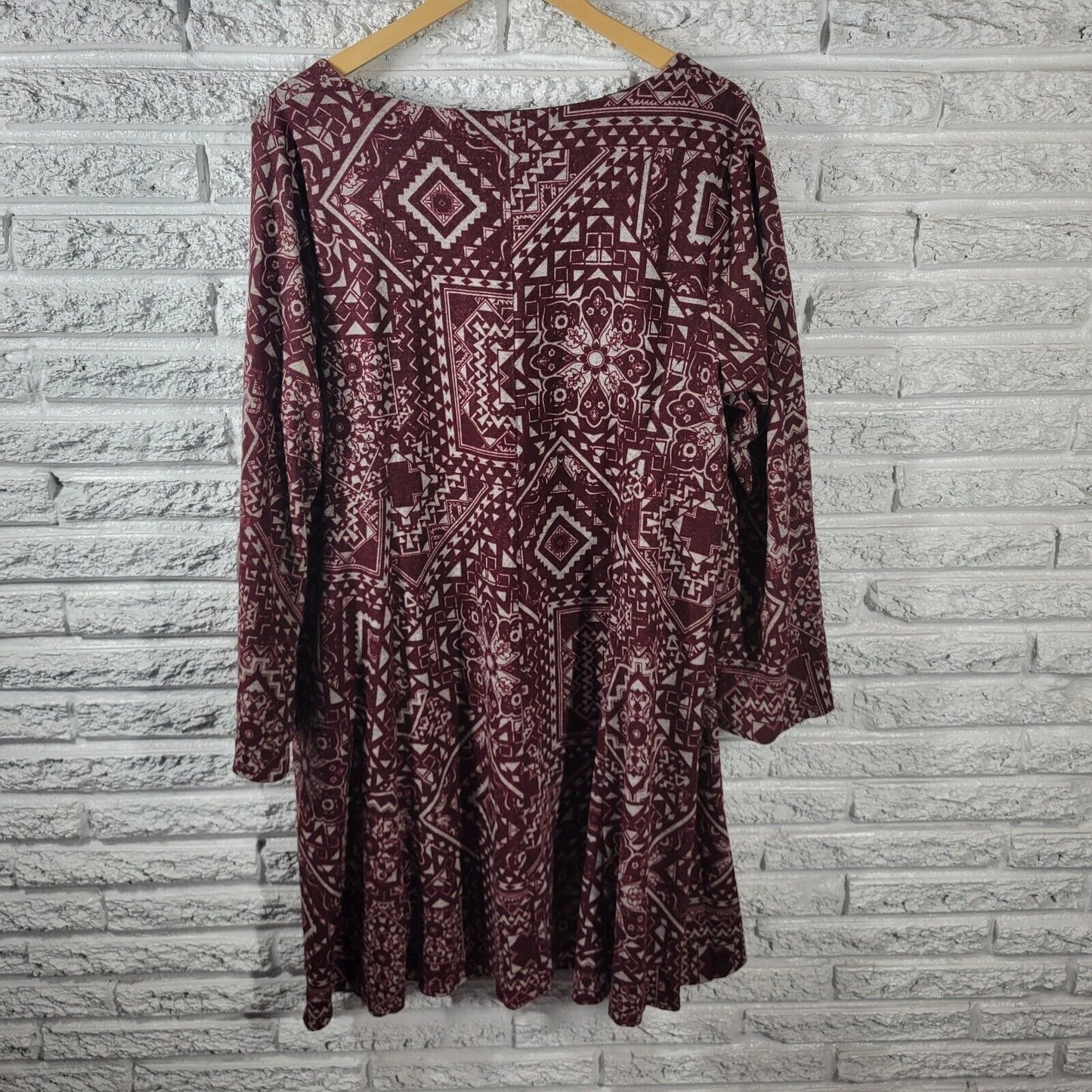 Alyx Womens Dress 20W Plus Long Sleeve Knit Brown Geometric Pullover Office