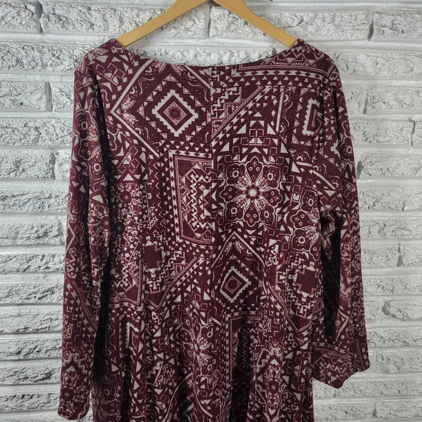 Alyx Womens Dress 20W Plus Long Sleeve Knit Brown Geometric Pullover Office