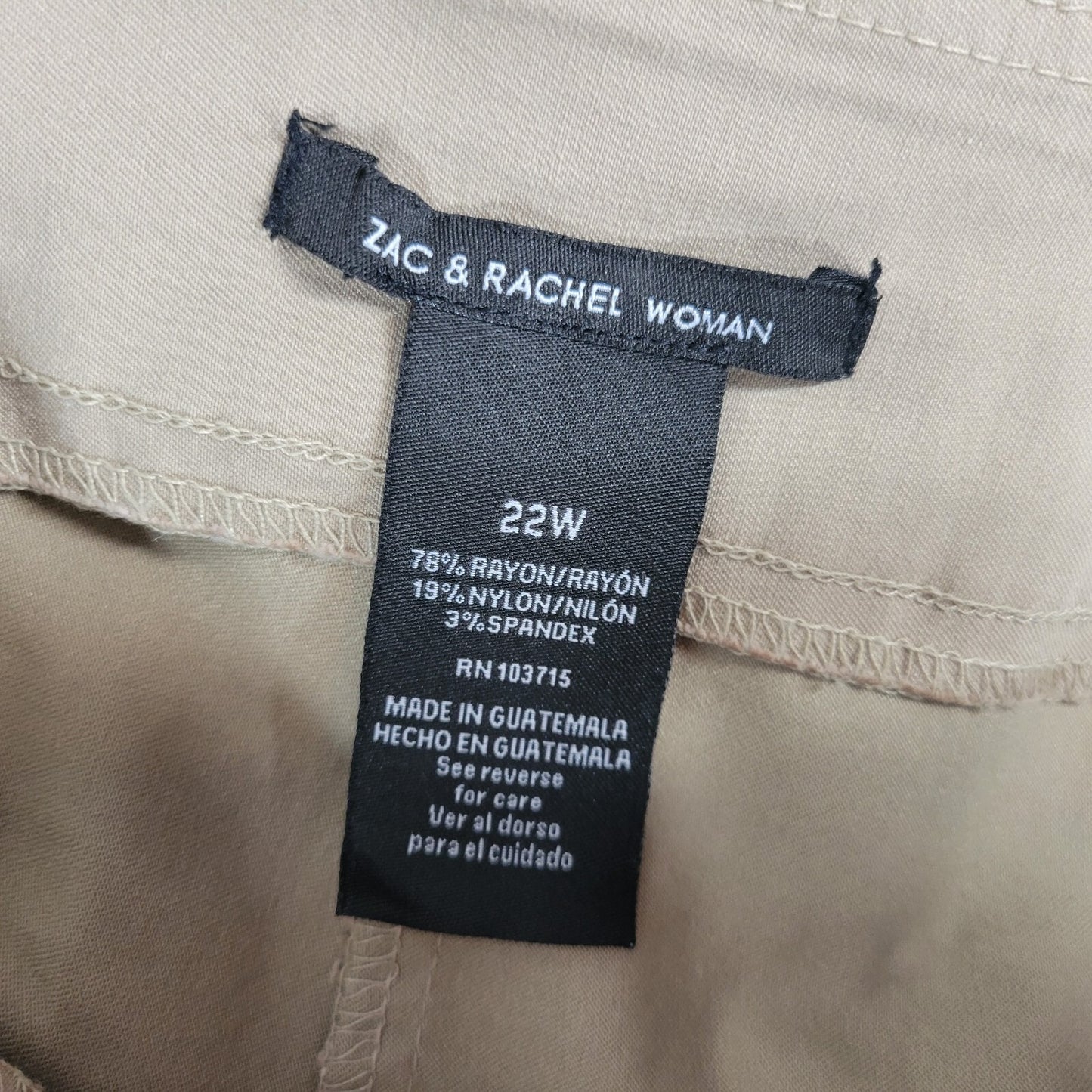 Zac Rachel Womens Pants 22W Capri Pull On Tank Super Stretchy Embellished Hem