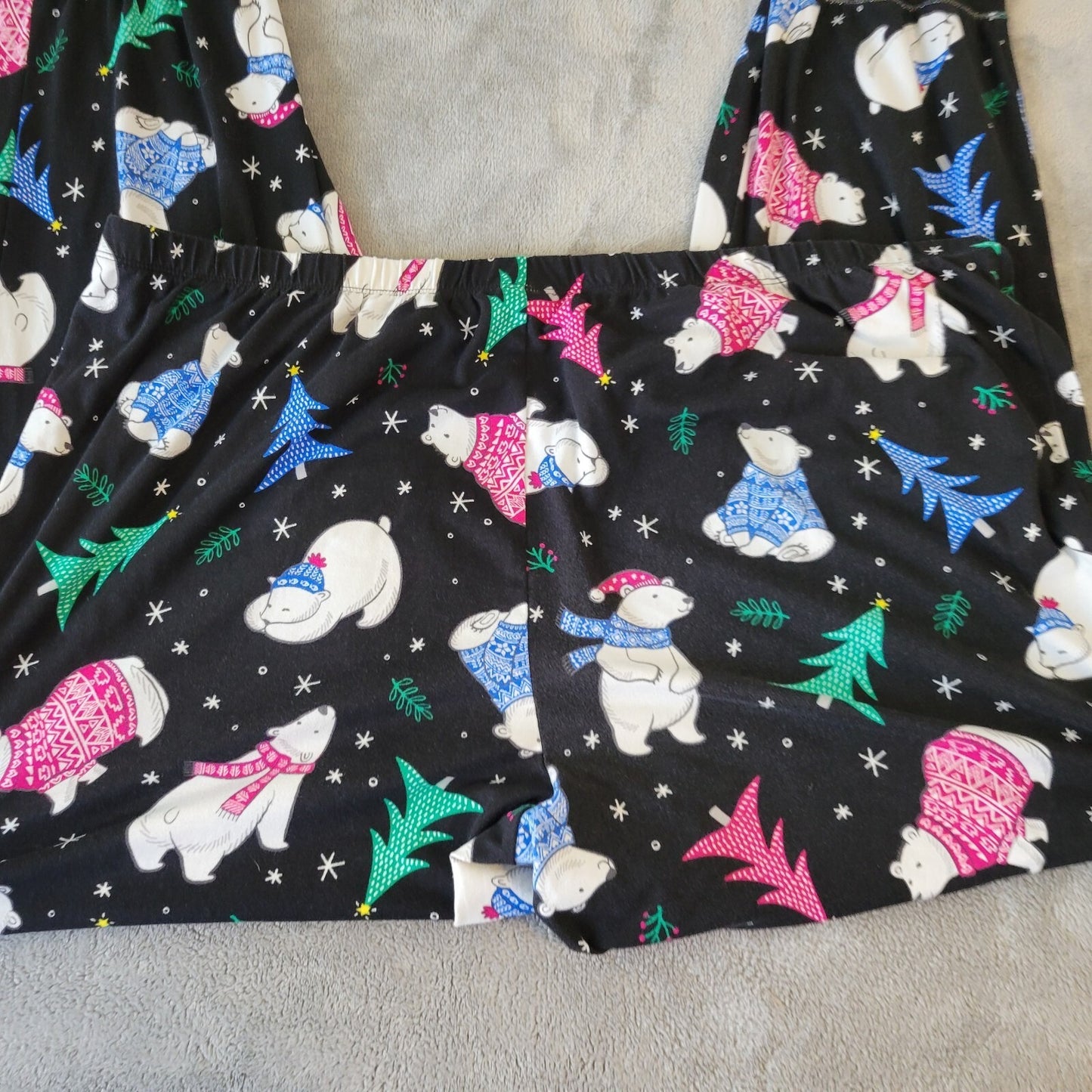 Christmas Secret Treasures Womens Pajama Pants 2X Polar Bears Lightweight Black