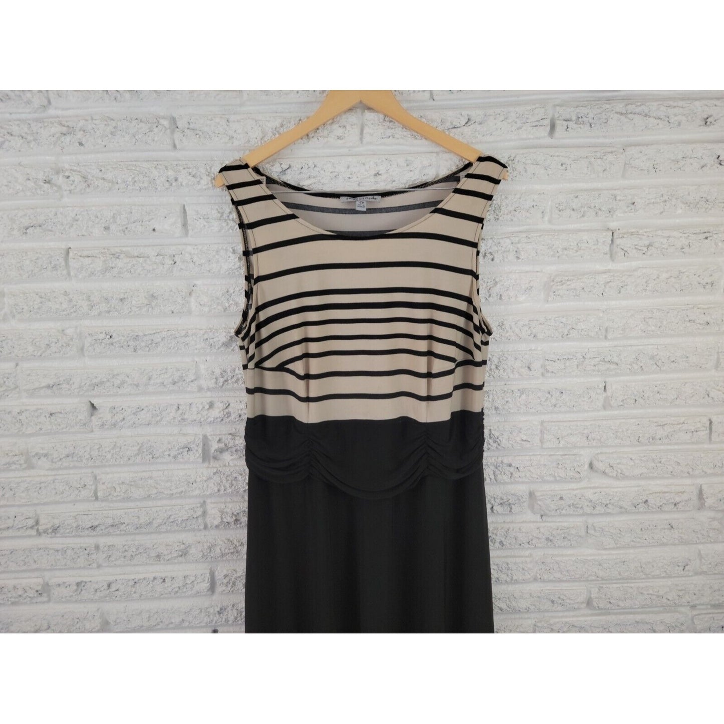 Danny Nicole Women Dress 16W Plus Tank Maxi Pullover Office Casual Black Stripe