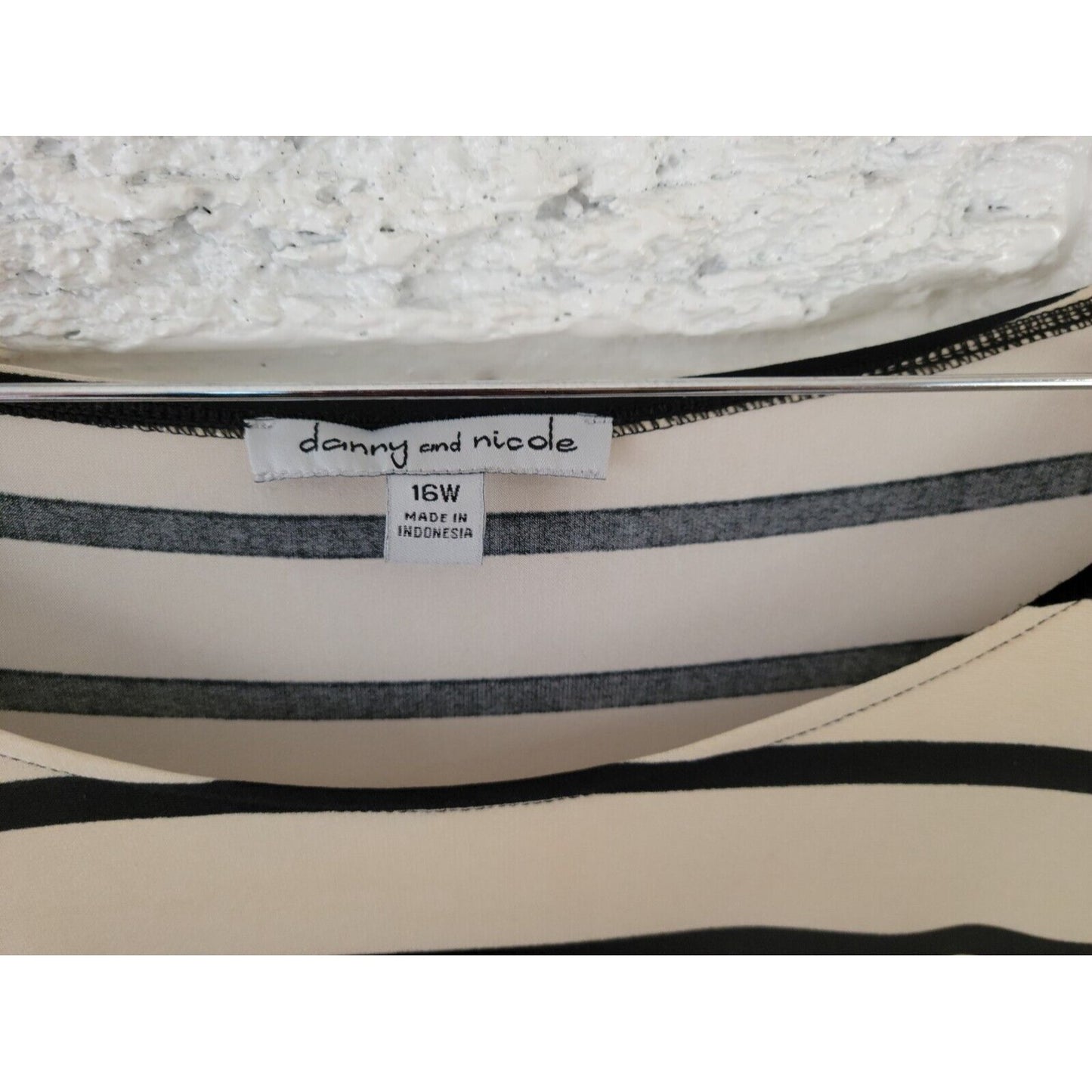 Danny Nicole Women Dress 16W Plus Tank Maxi Pullover Office Casual Black Stripe