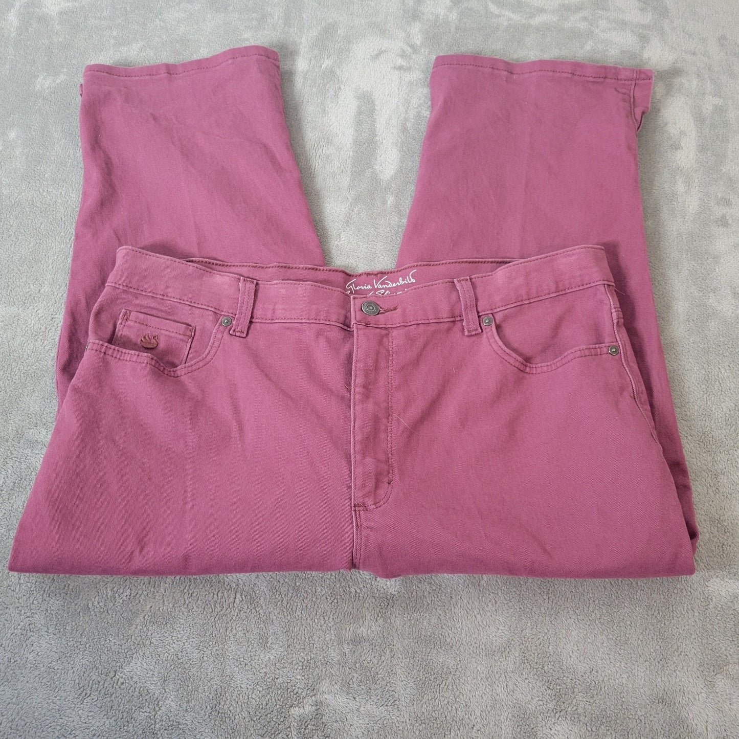 Gloria Vanderbilt Amanda Womens Jeans 18 Plus Capri Purple Denim Zip Fly Comfy