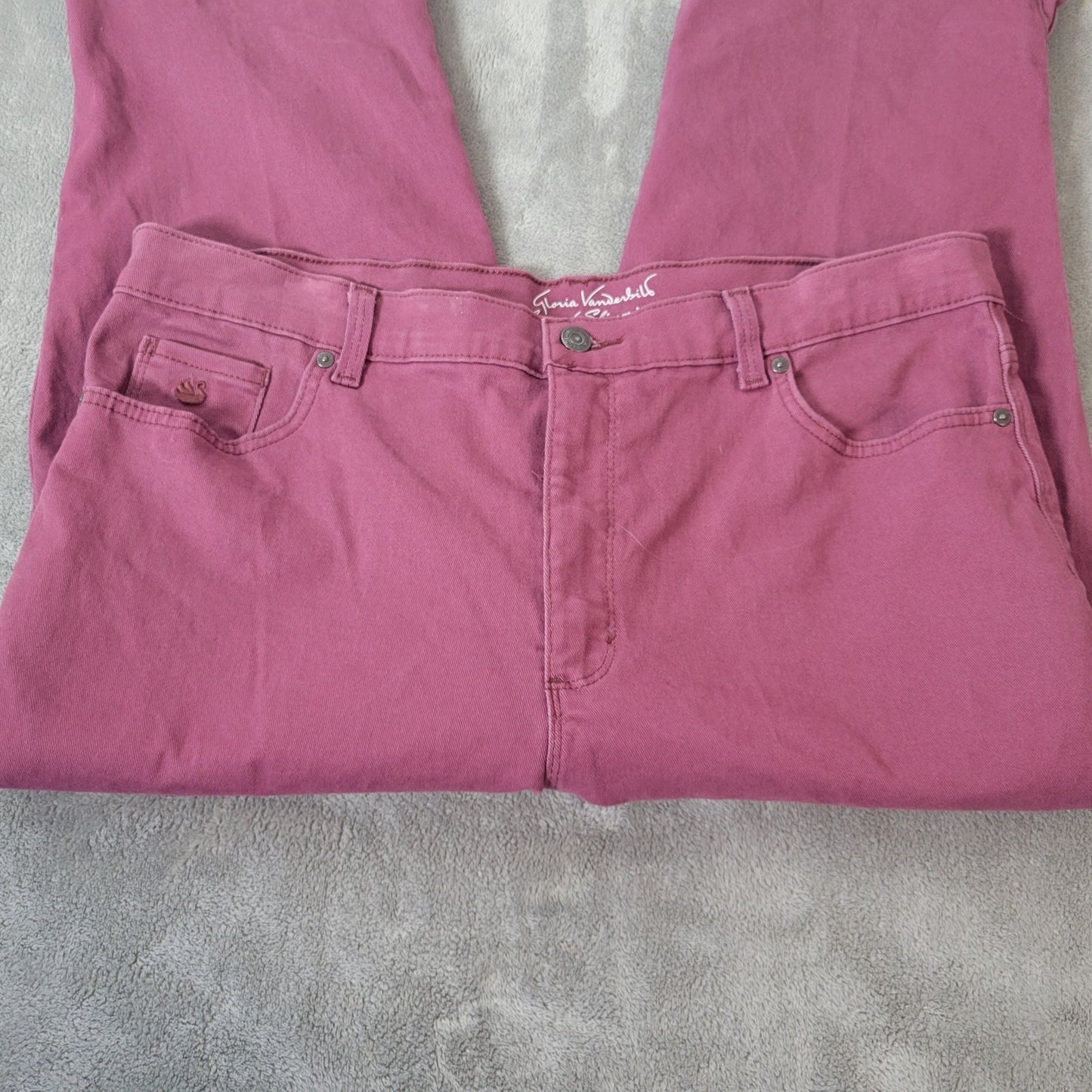 Gloria Vanderbilt Amanda Womens Jeans 18 Plus Capri Purple Denim Zip Fly Comfy