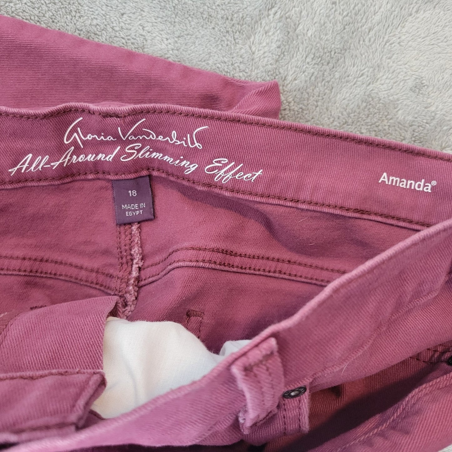 Gloria Vanderbilt Amanda Womens Jeans 18 Plus Capri Purple Denim Zip Fly Comfy