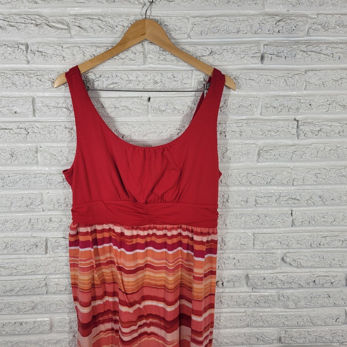 Faded Glory Womens Dress XL 16 18 Mini Sheath Sleeveless Red Orange Stripe