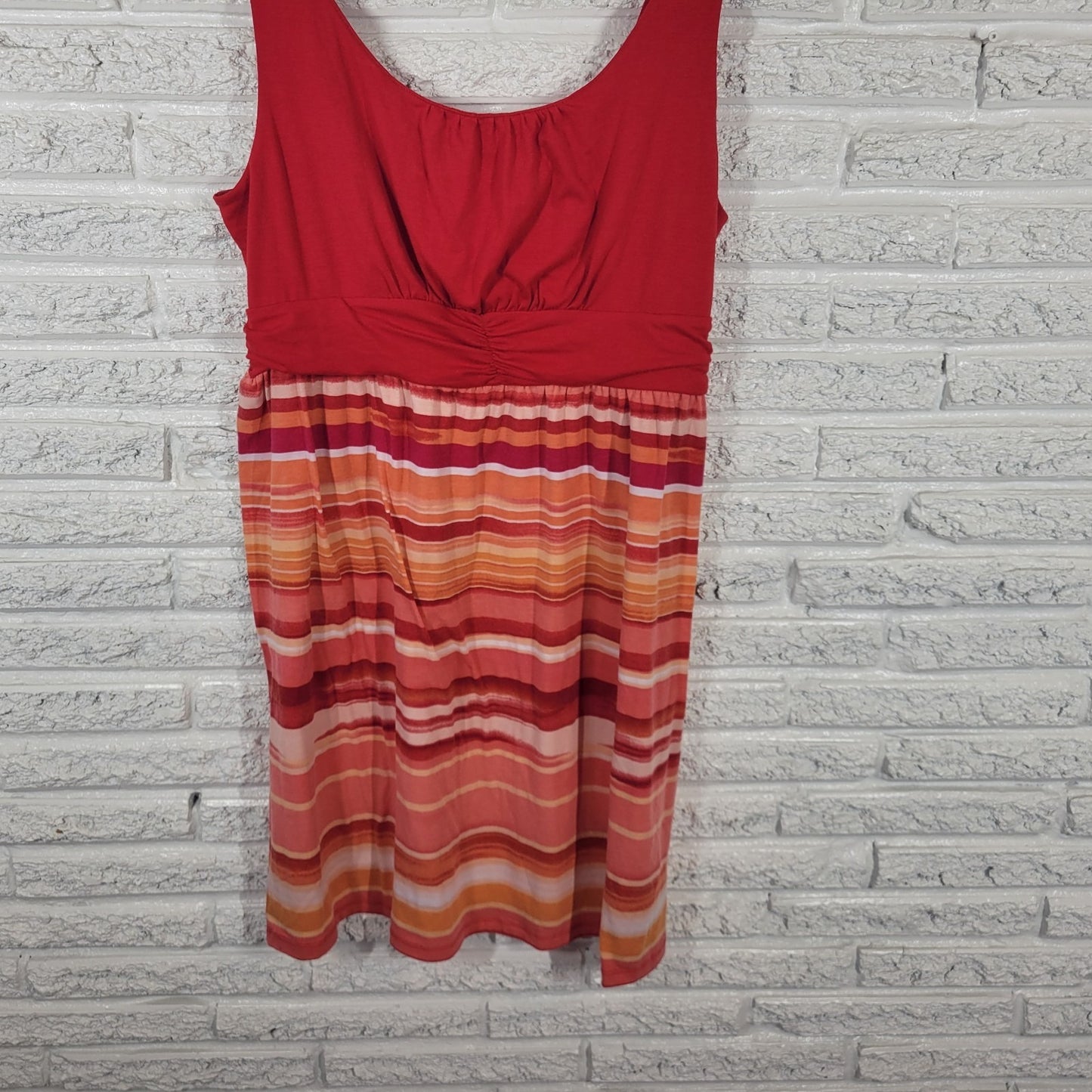 Faded Glory Womens Dress XL 16 18 Mini Sheath Sleeveless Red Orange Stripe