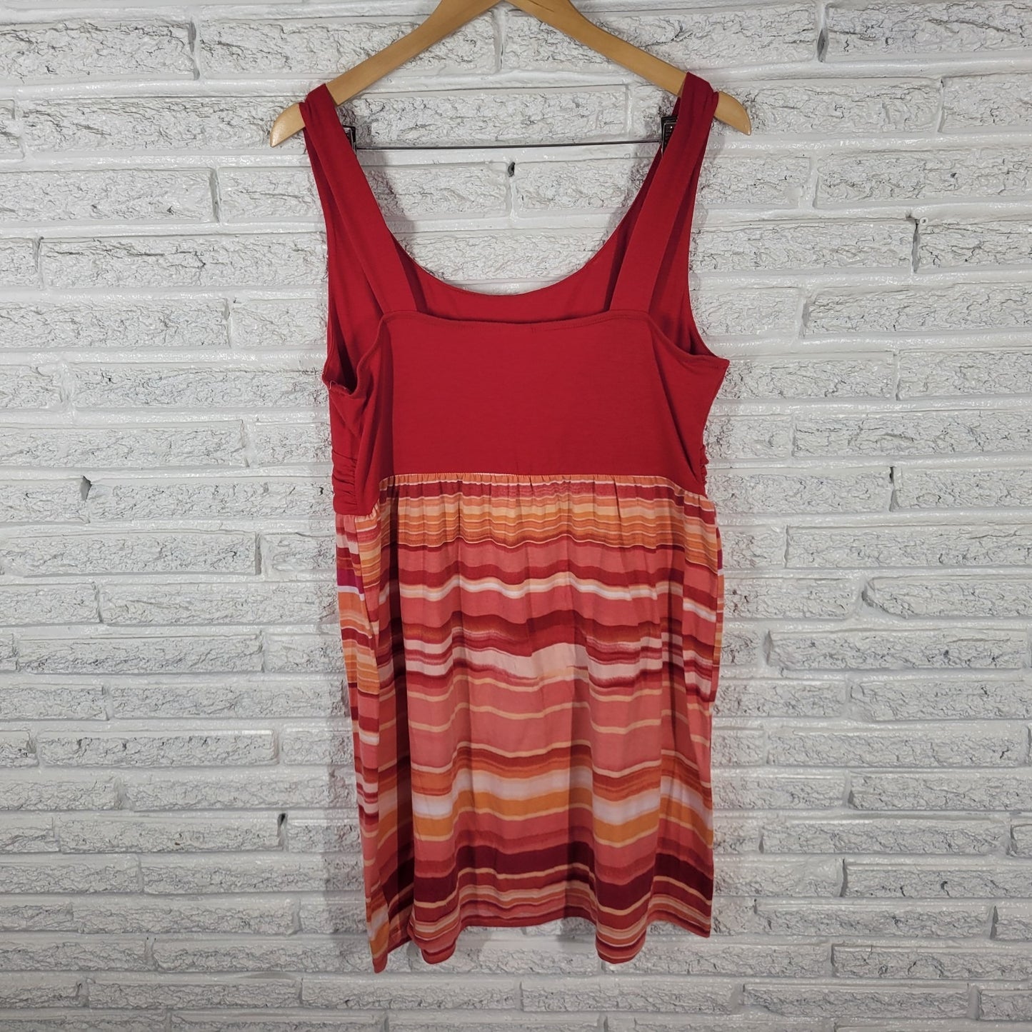 Faded Glory Womens Dress XL 16 18 Mini Sheath Sleeveless Red Orange Stripe