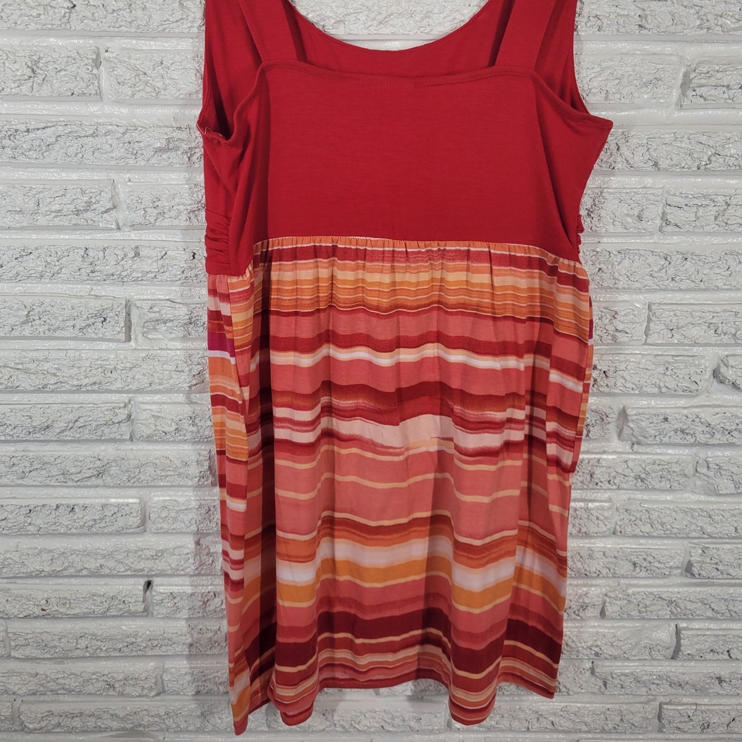 Faded Glory Womens Dress XL 16 18 Mini Sheath Sleeveless Red Orange Stripe
