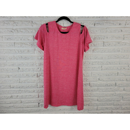 Bobbie Brooks Womens Dress Extra Large XL Shirt Knit Pink Cold Shoulder Casual