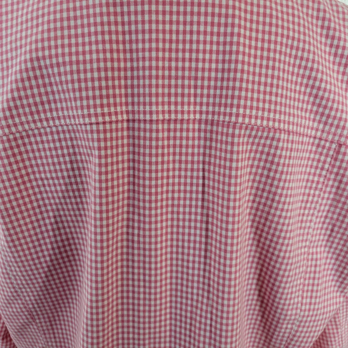 Alfred Dunner Women Jacket 16 Blazer Carnation Pink Gingham Check Pockets Casual