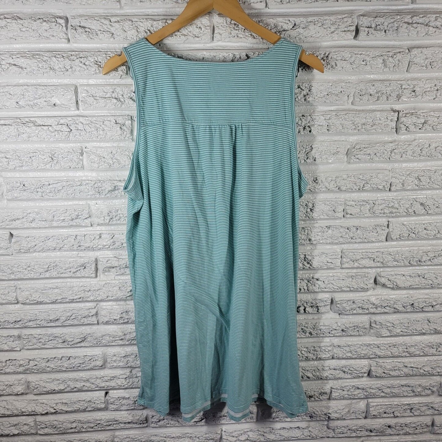 Croft Barrow Womens Pajama Top Extra Large XL Green Stripe Lightweight Cotton