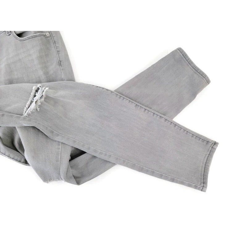 Old Navy Rockstar Women Jeans 18 Plus Regular Skinny Leg Distressed Zip Gray