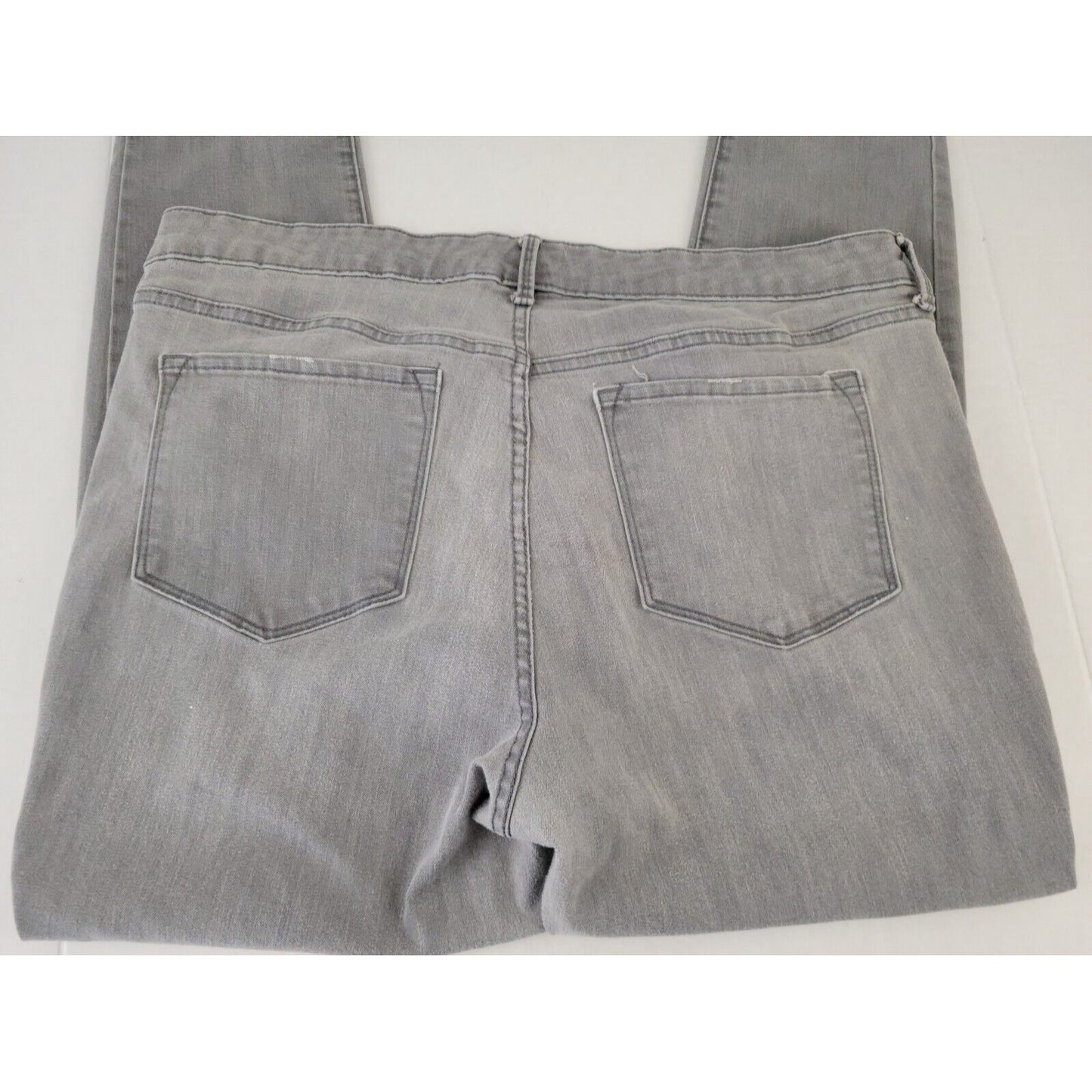 Old Navy Rockstar Women Jeans 18 Plus Regular Skinny Leg Distressed Zip Gray