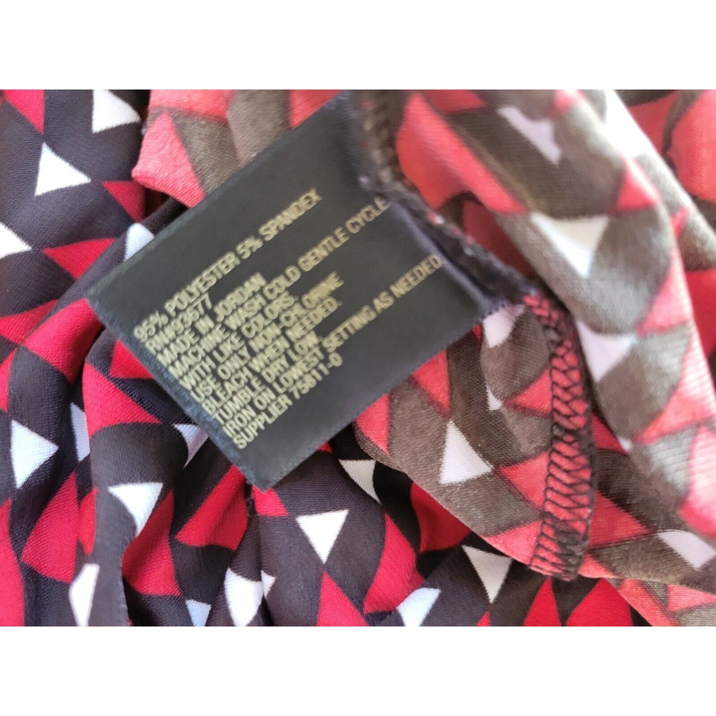 Worthington Womens Top 1X Plus Sleeveless Cowl Neck Red Triangles Poly Blend