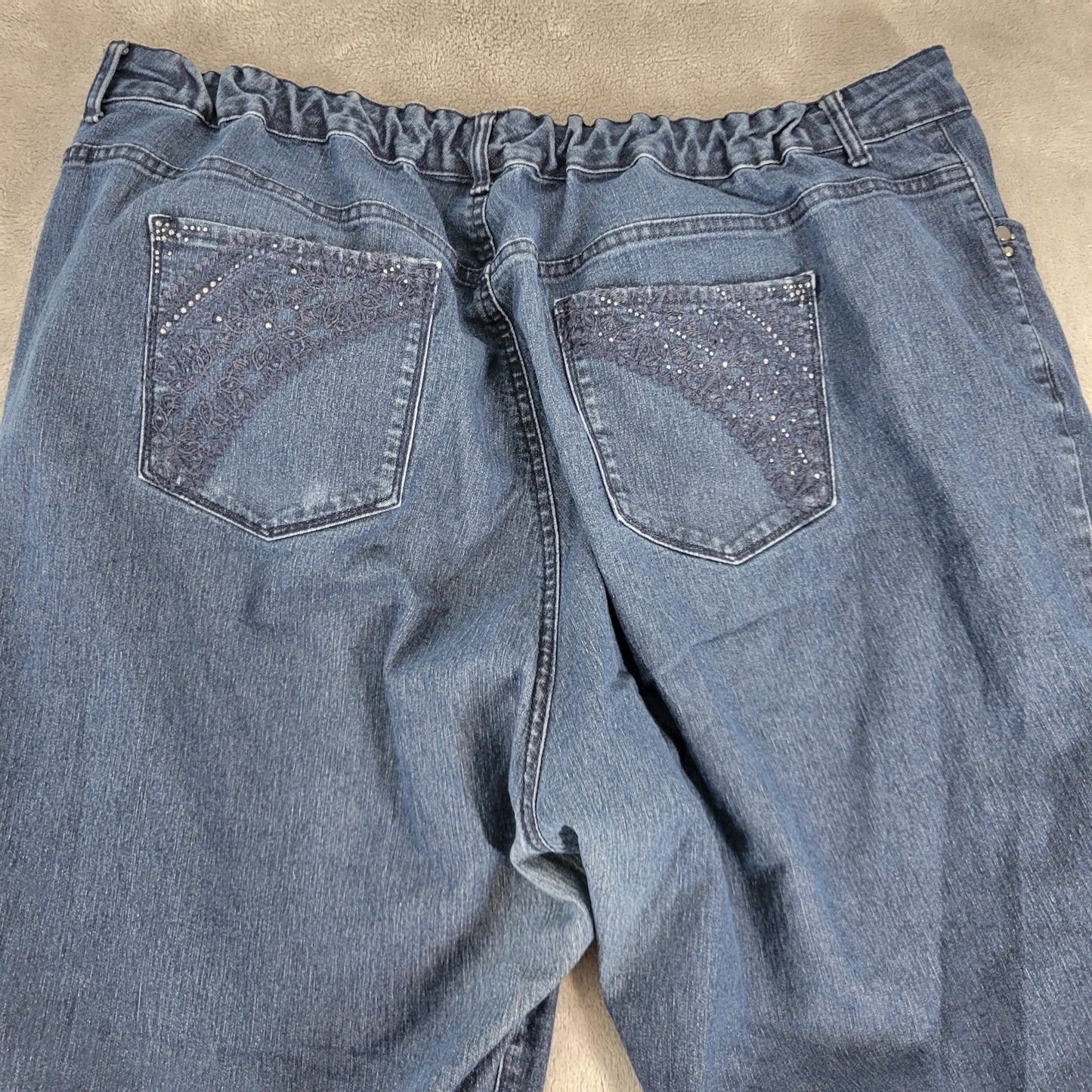 Gloria Vanderbilt Womens Jeans 22W Plus Capri Dark Blue Denim Zip Fly Studded