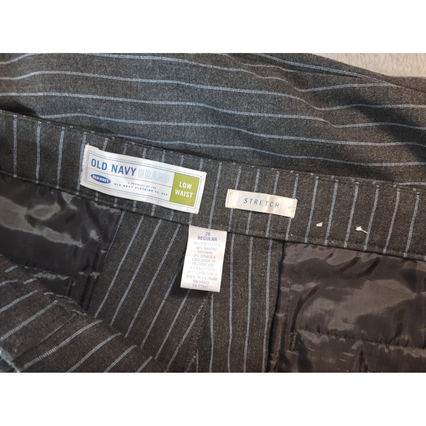 Old Navy Womens Pants 20 Regular Plus Low Waist Wide Leg Gray Stripe Zip Office