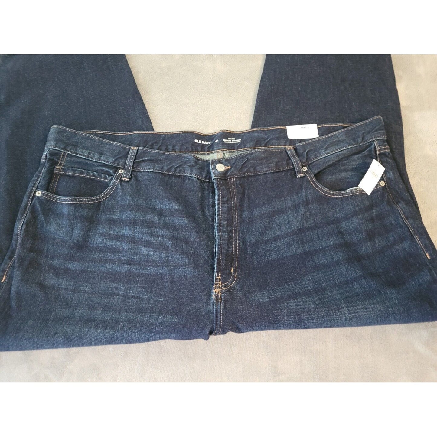 Old Navy Slouchy Womens Jeans 24 Straight Leg Crop Slim Pockets Dark Secret New