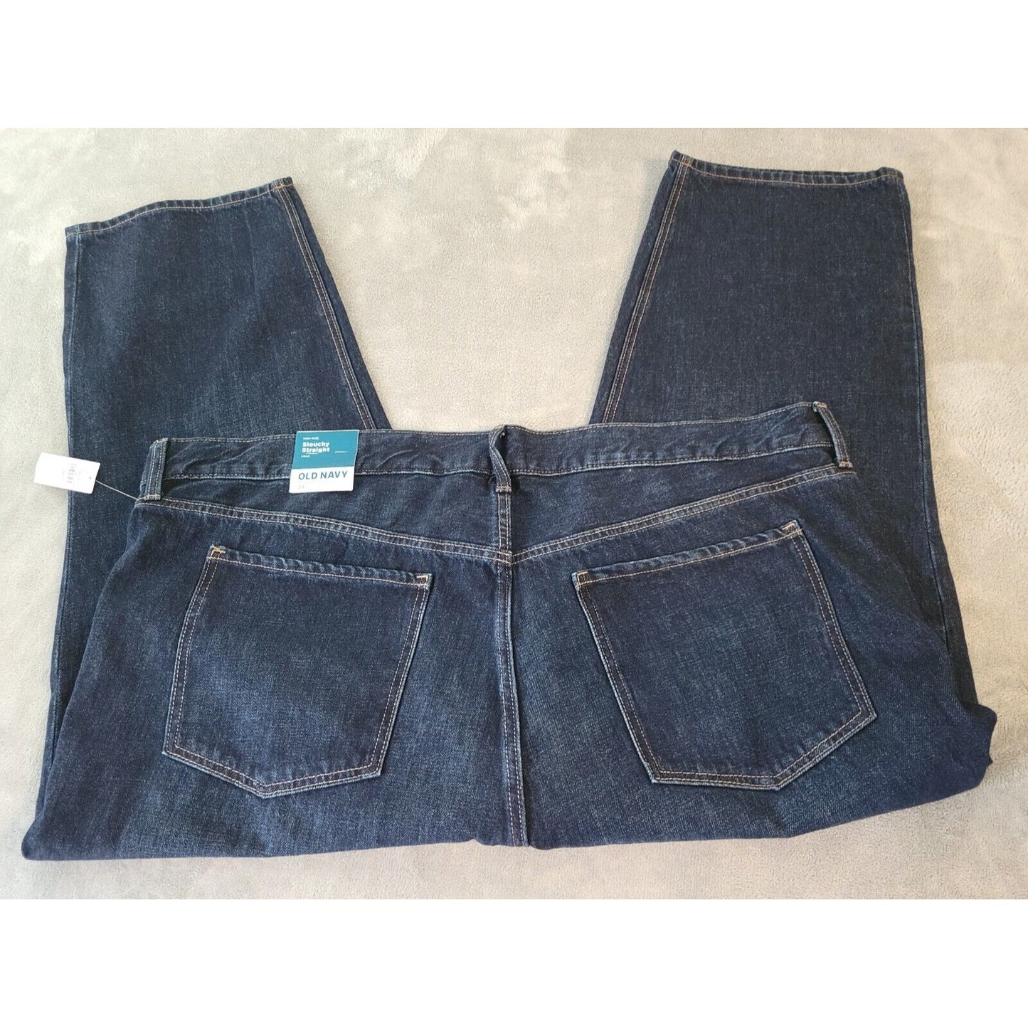 Old Navy Slouchy Womens Jeans 24 Straight Leg Crop Slim Pockets Dark Secret New