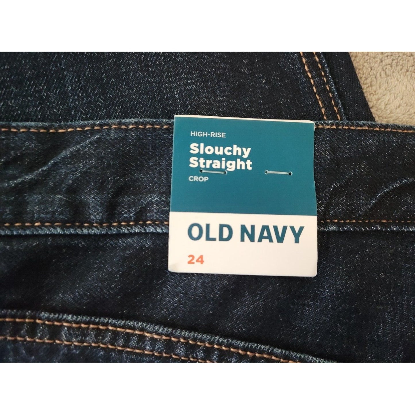 Old Navy Slouchy Womens Jeans 24 Straight Leg Crop Slim Pockets Dark Secret New