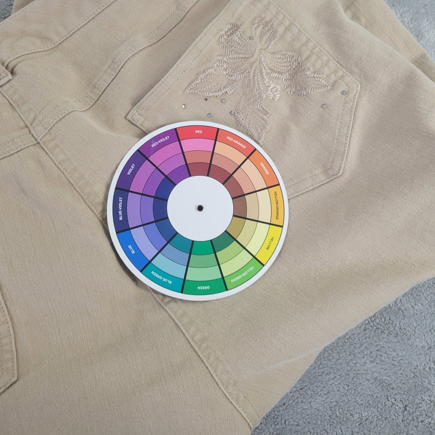 Ruby Rd Womens Jeans 18W Plus Capri Beige Zip Fly Embroidered Rhinestone Comfy