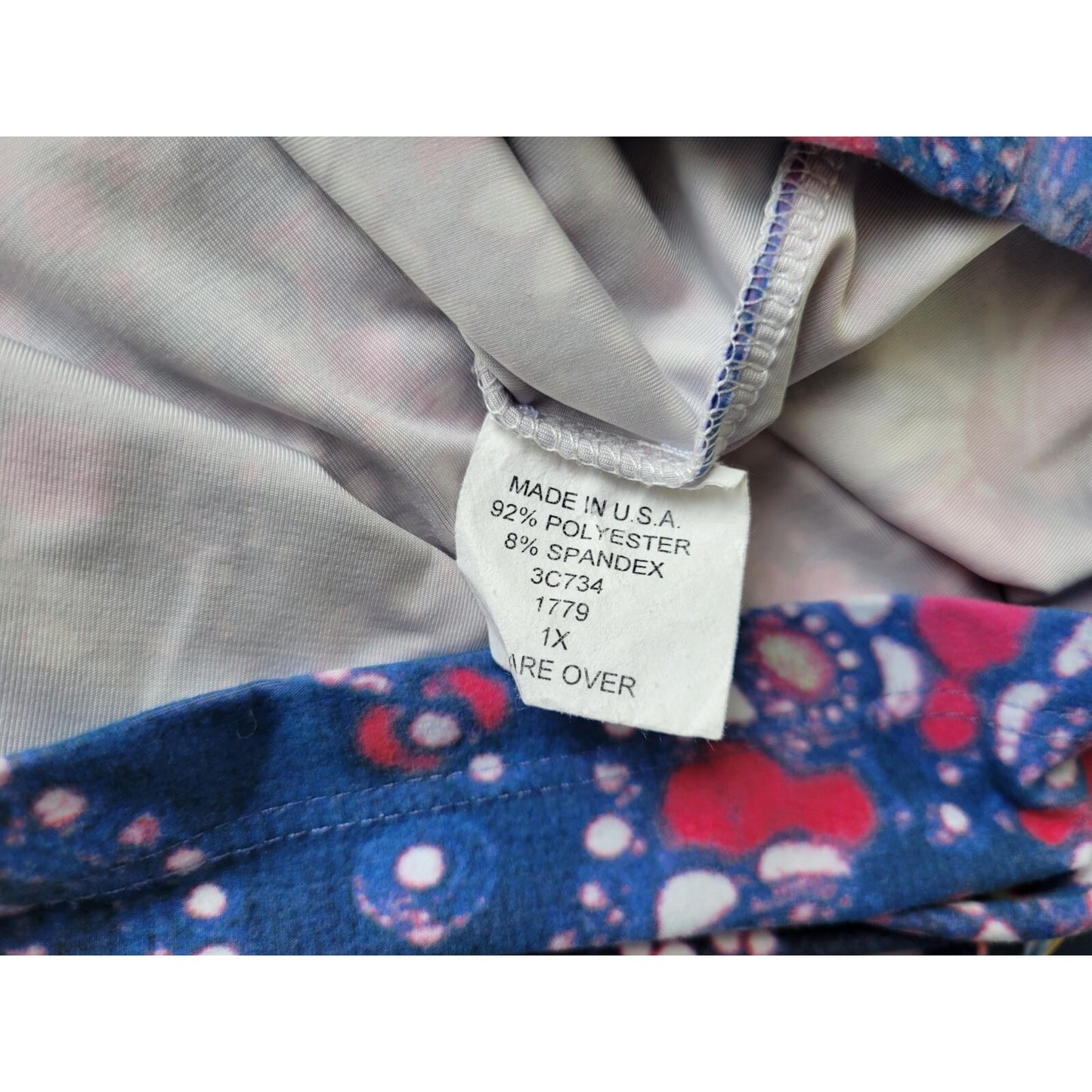 Caia Womens Top 1X Plus 3/4 Sleeve Pink Floral Poly Blend Casual Stretchy Comfy