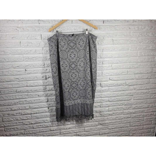 Dress Barn Womens Skirt 20 Plus Midi Pencil Straight Black Geometric Fringe