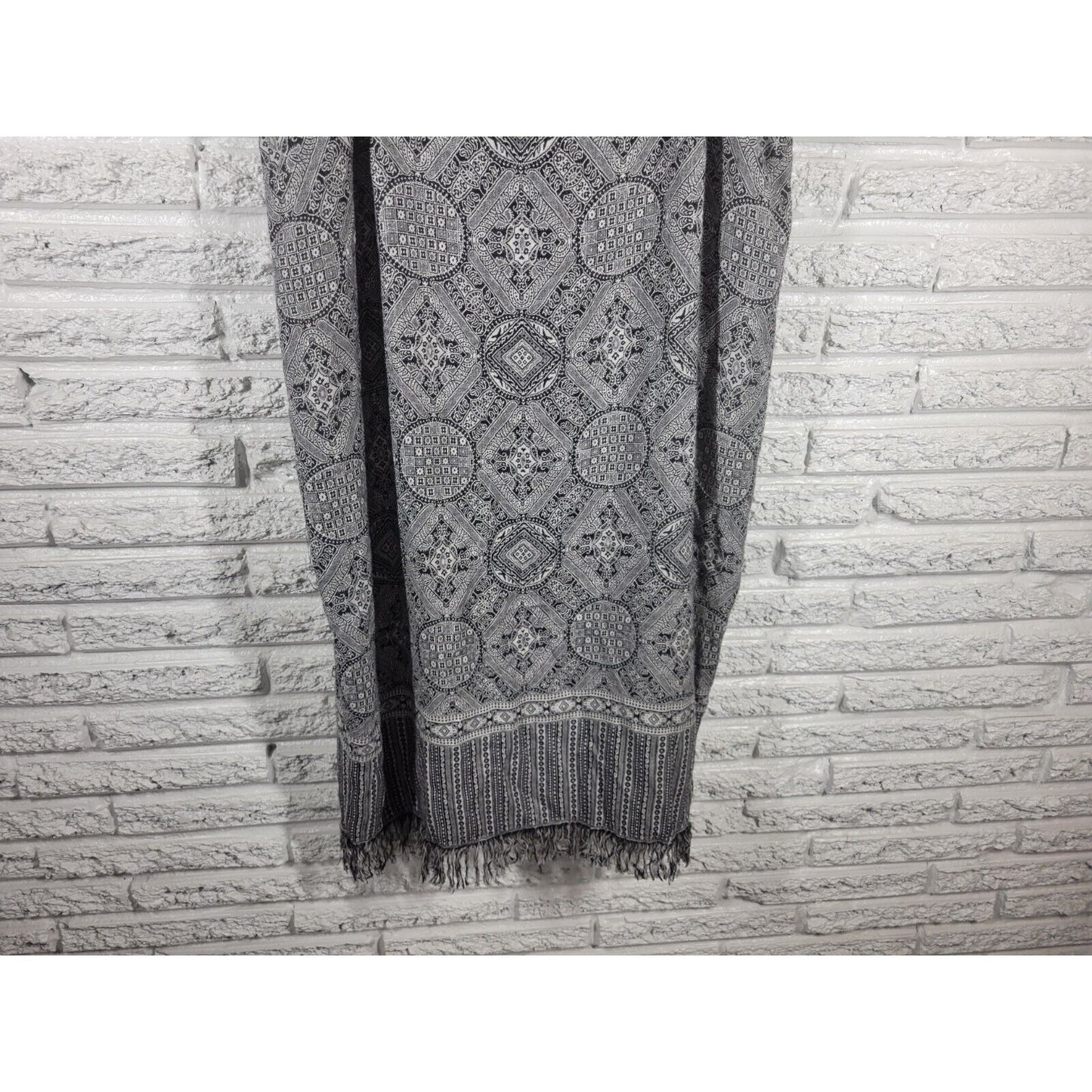 Dress Barn Womens Skirt 20 Plus Midi Pencil Straight Black Geometric Fringe